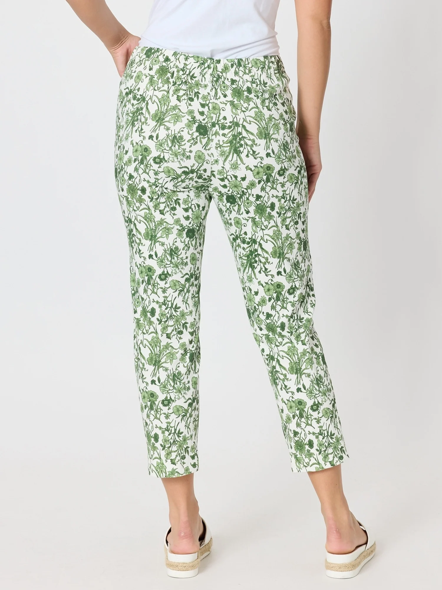 Alexandria Floral Print Pant - Basil White - Image 6