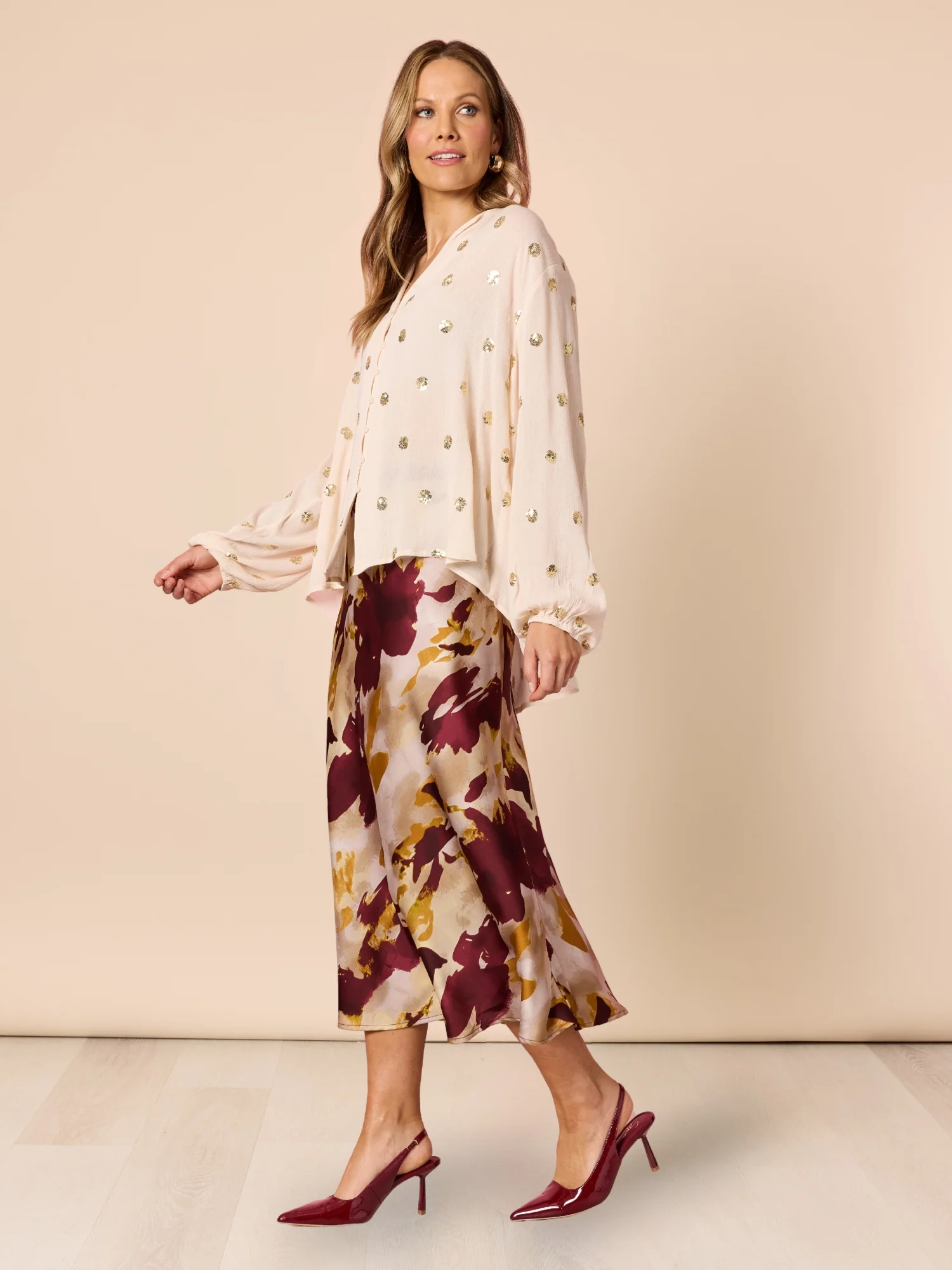Allegra Sequin Spot Top - Ivory - Image 3