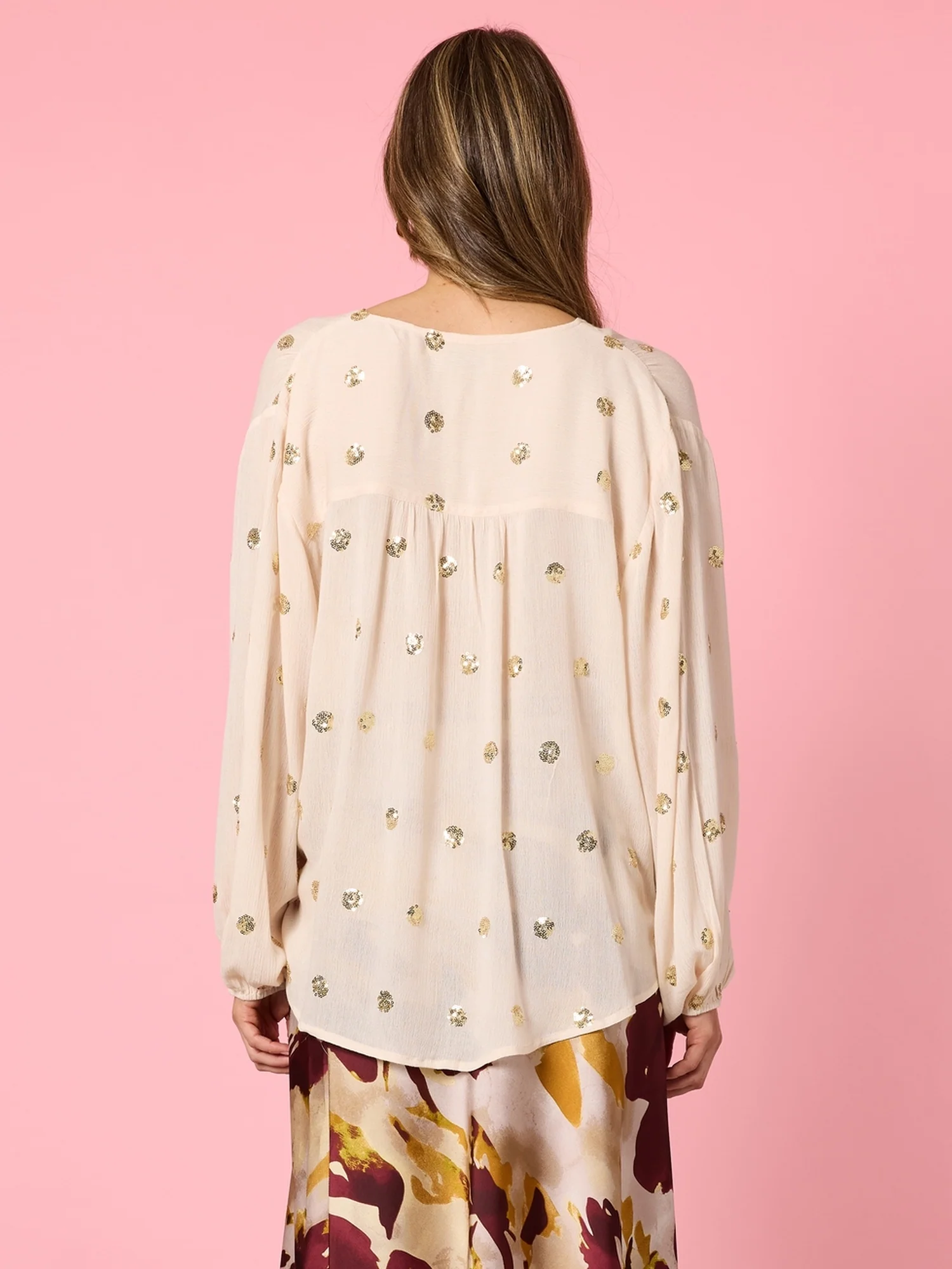 Allegra Sequin Spot Top - Ivory - Image 5