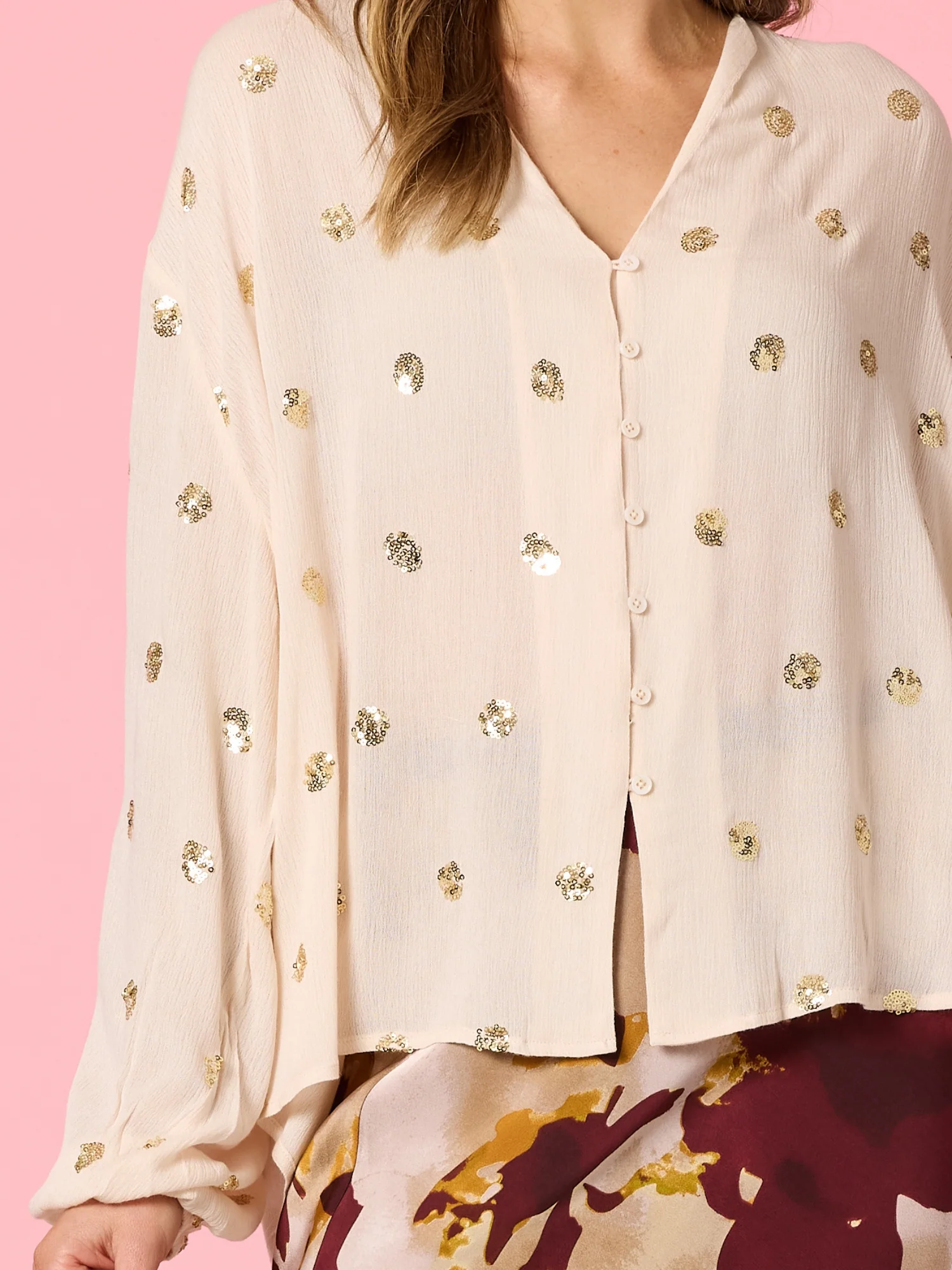 Allegra Sequin Spot Top - Ivory - Image 6