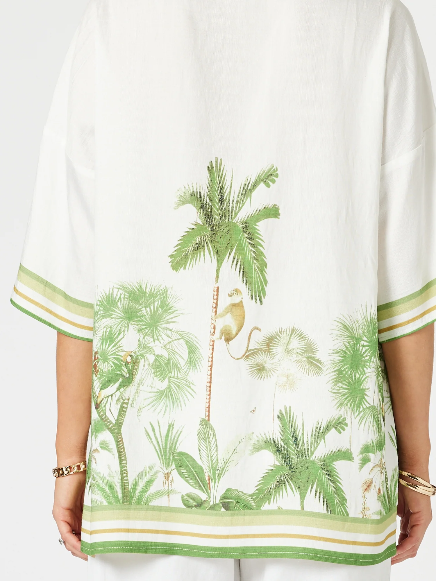 Amazon Print V Neck Top - Green/Multi - Image 3