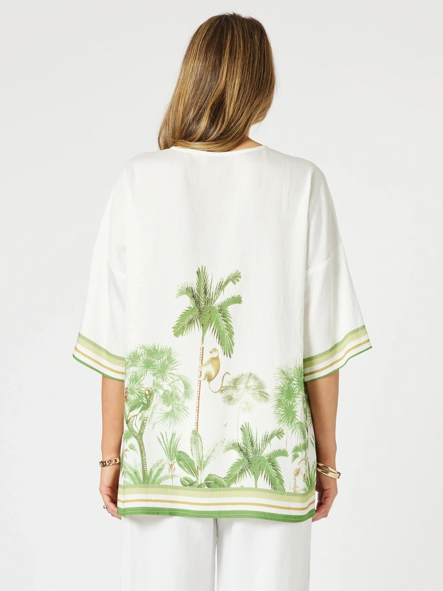 Amazon Print V Neck Top - Green/Multi - Image 5