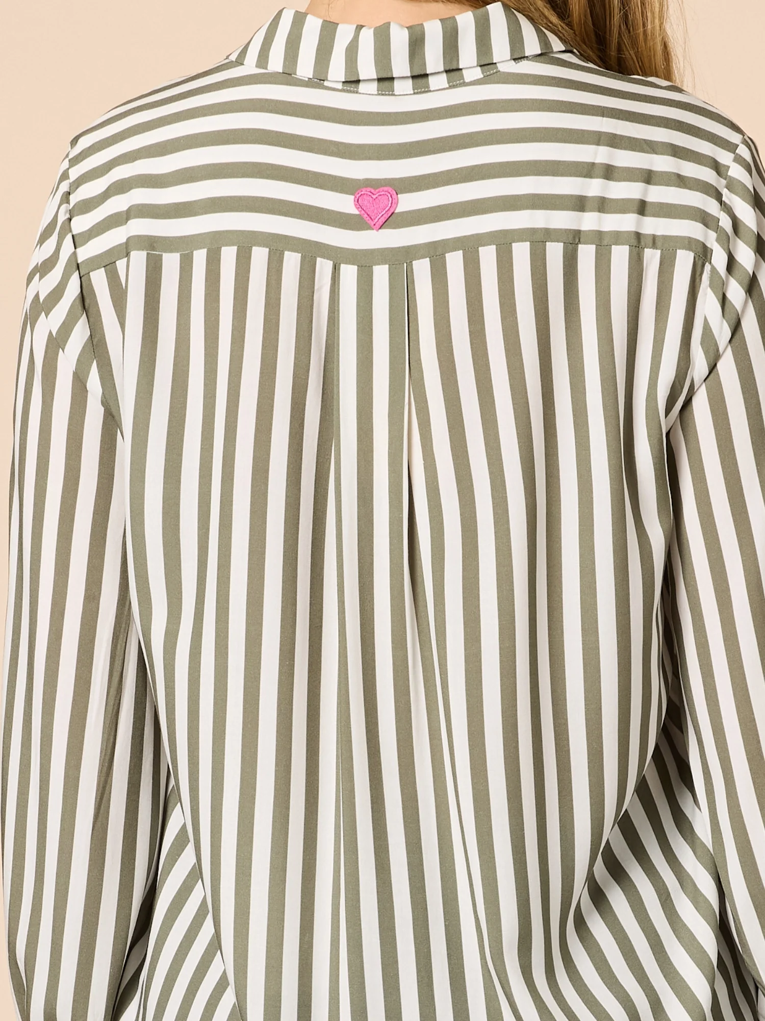 Amour Stripe Print Shirt - Khaki/White - Image 7