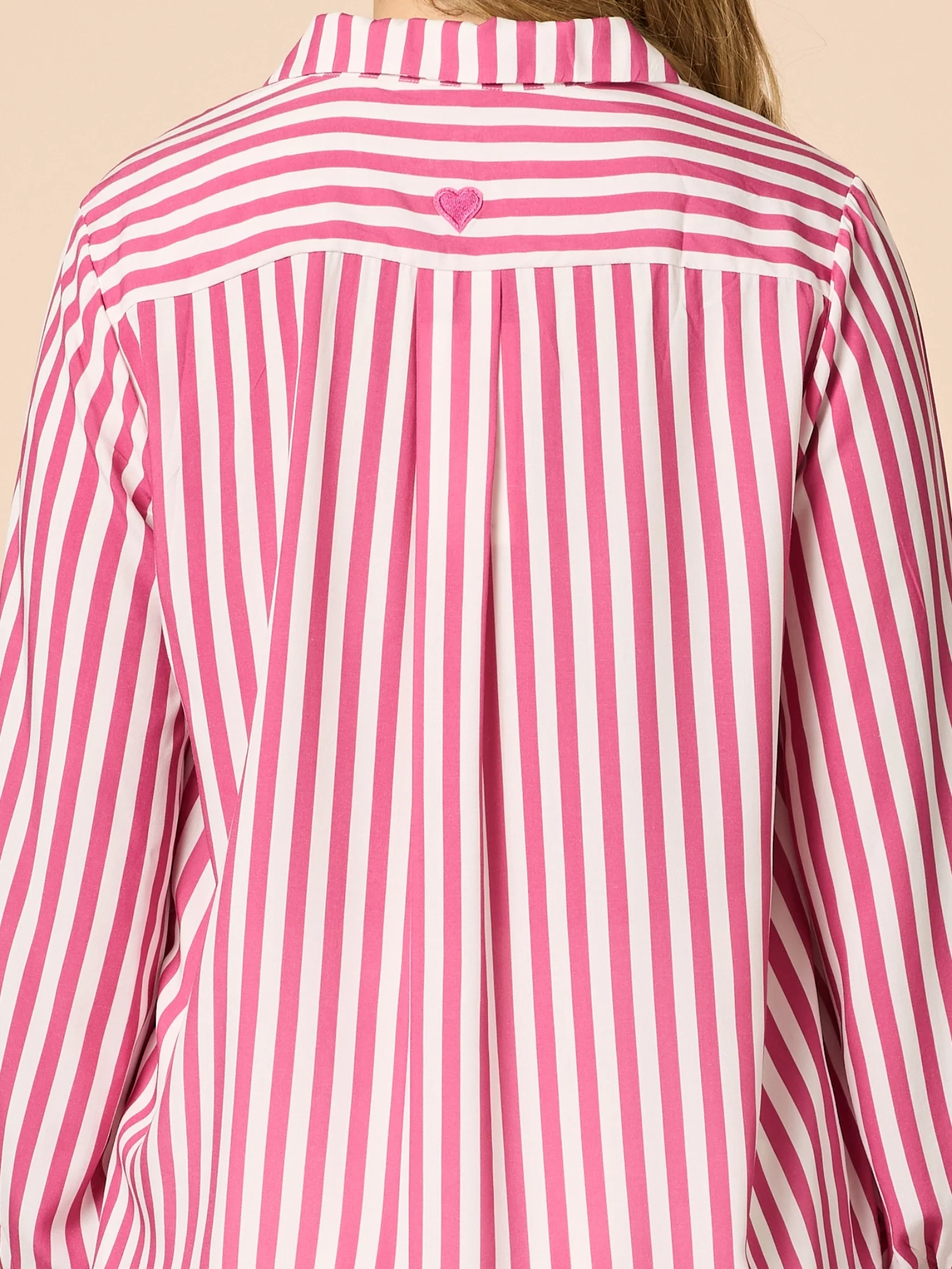 Amour Stripe Print Shirt - Pink White - Image 7