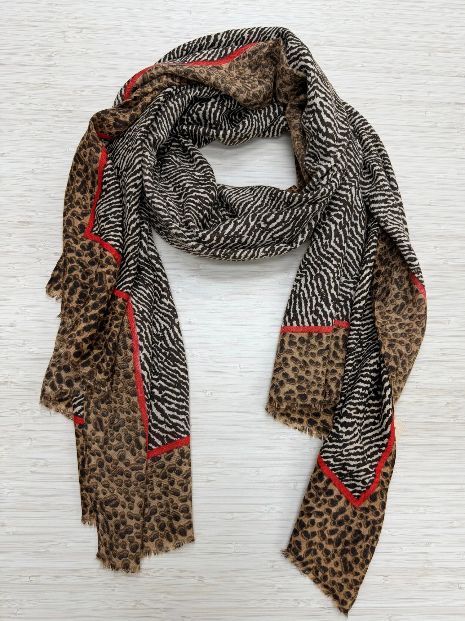 Animal Print Scarf - Red