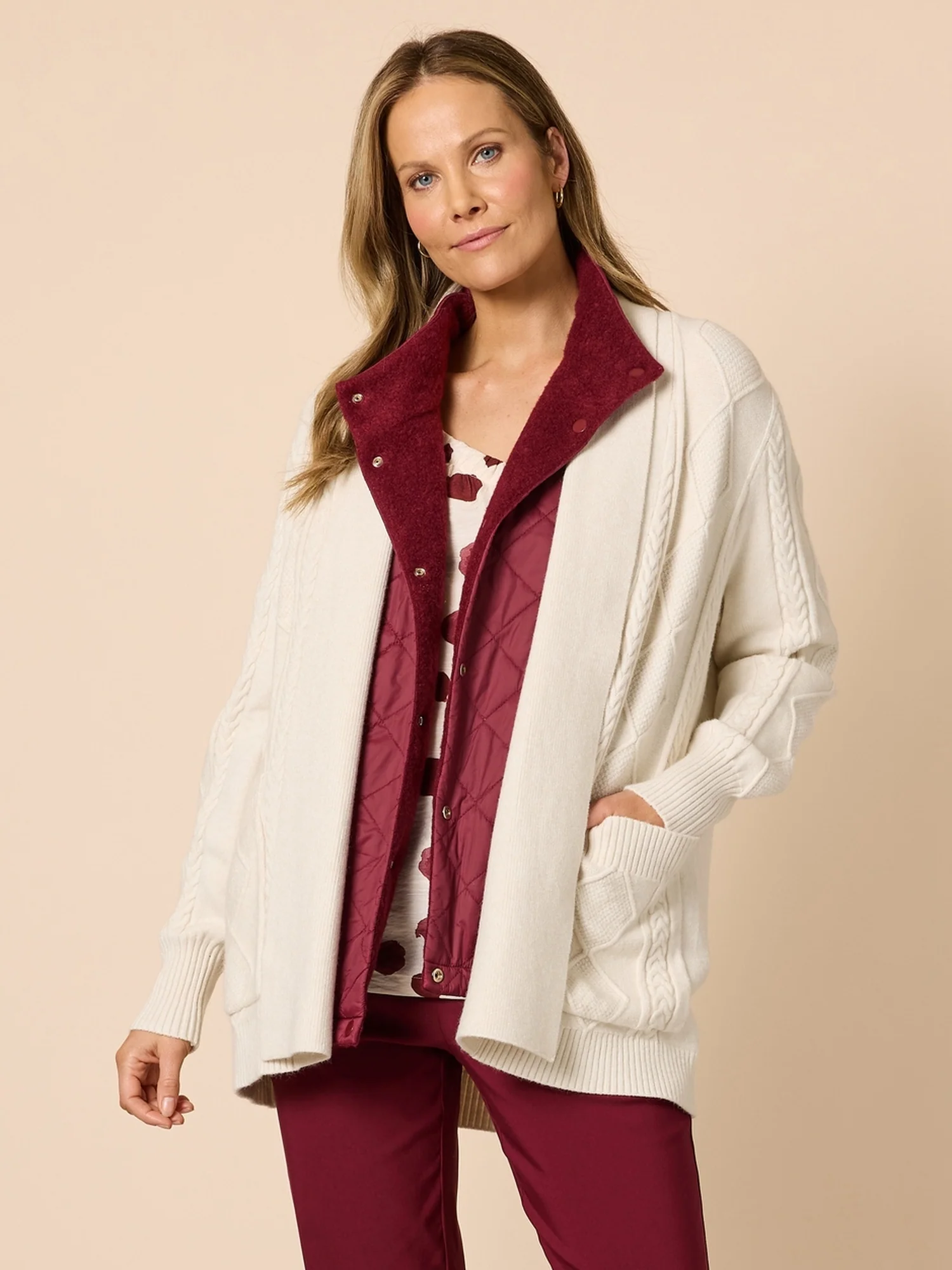 Après Cable Knit Cardigan - Chalk - Image 4