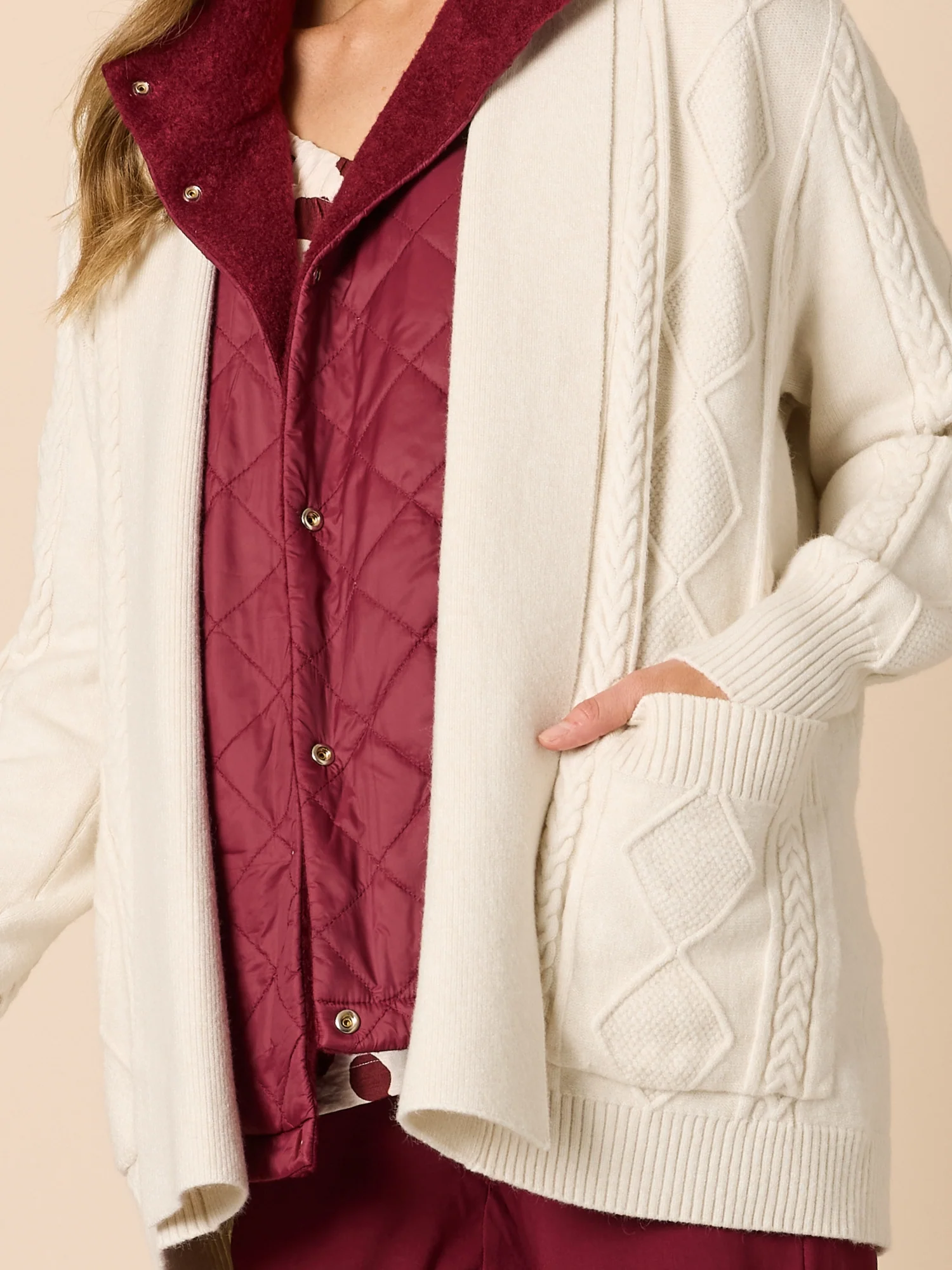 Après Cable Knit Cardigan - Chalk - Image 6