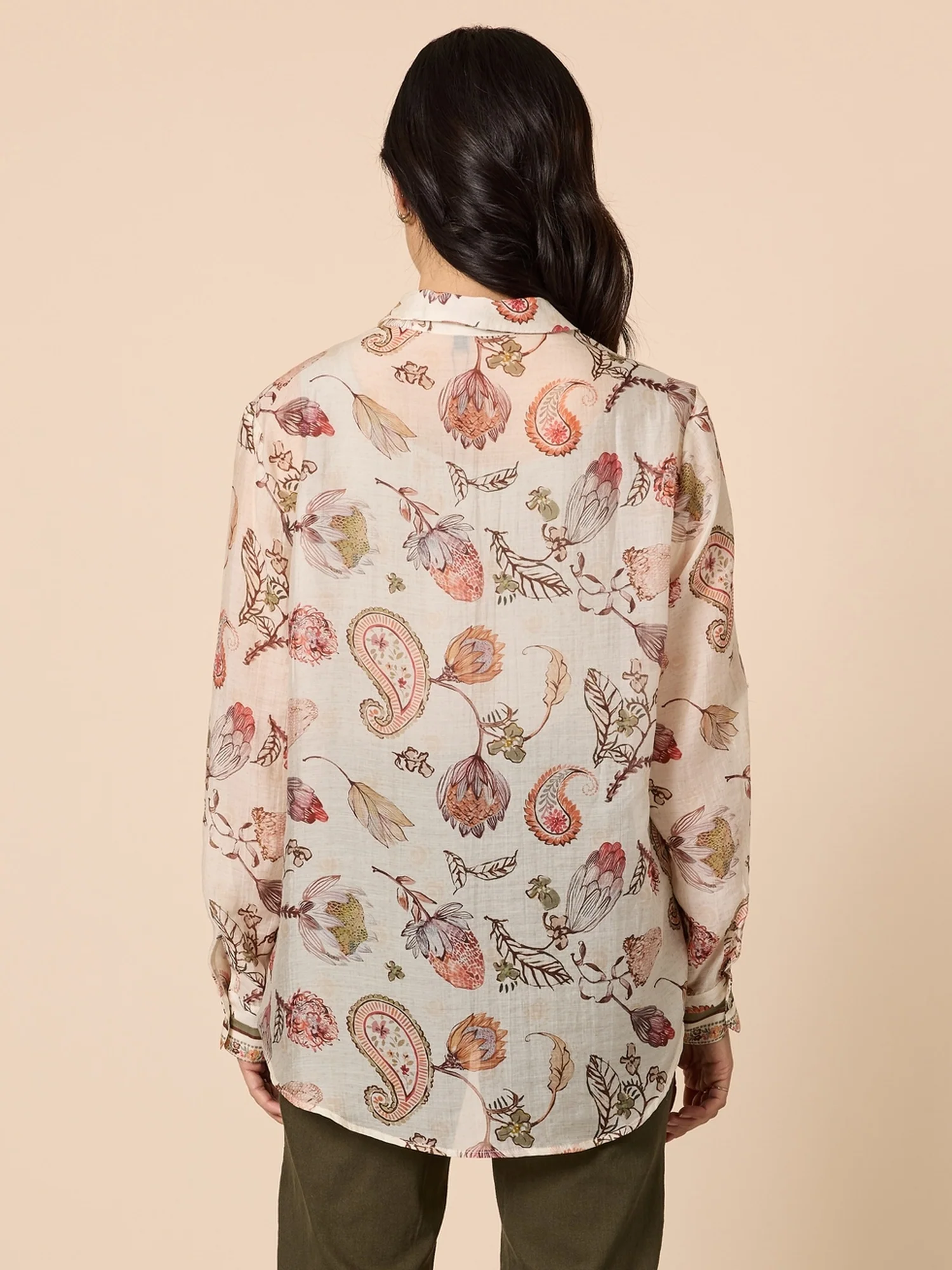Arizona Floral Print Sheer Shirt - Natural Multi - Image 5