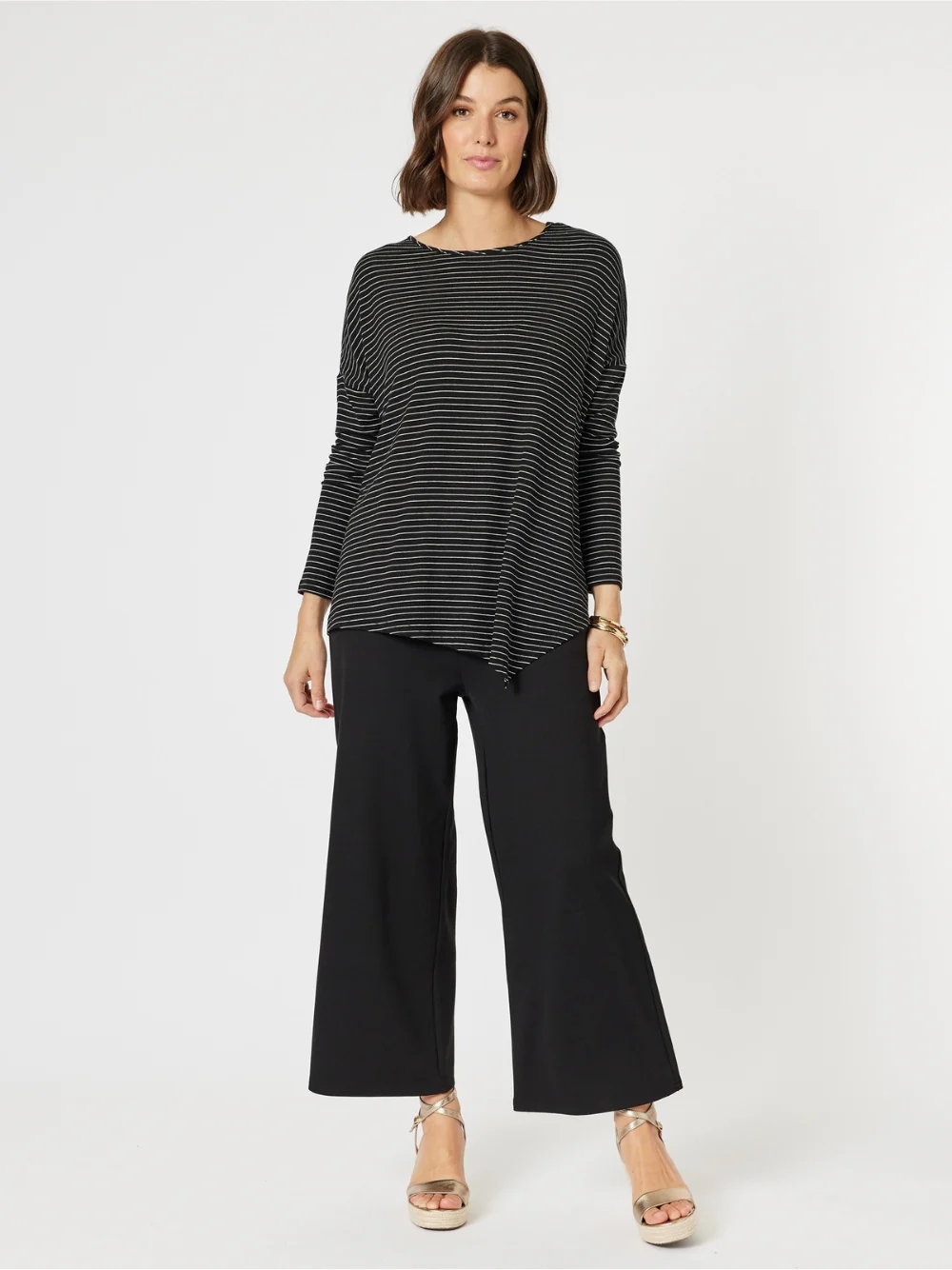 Artist Stripe Print Long Sleeve Top - Black/White - Image 3