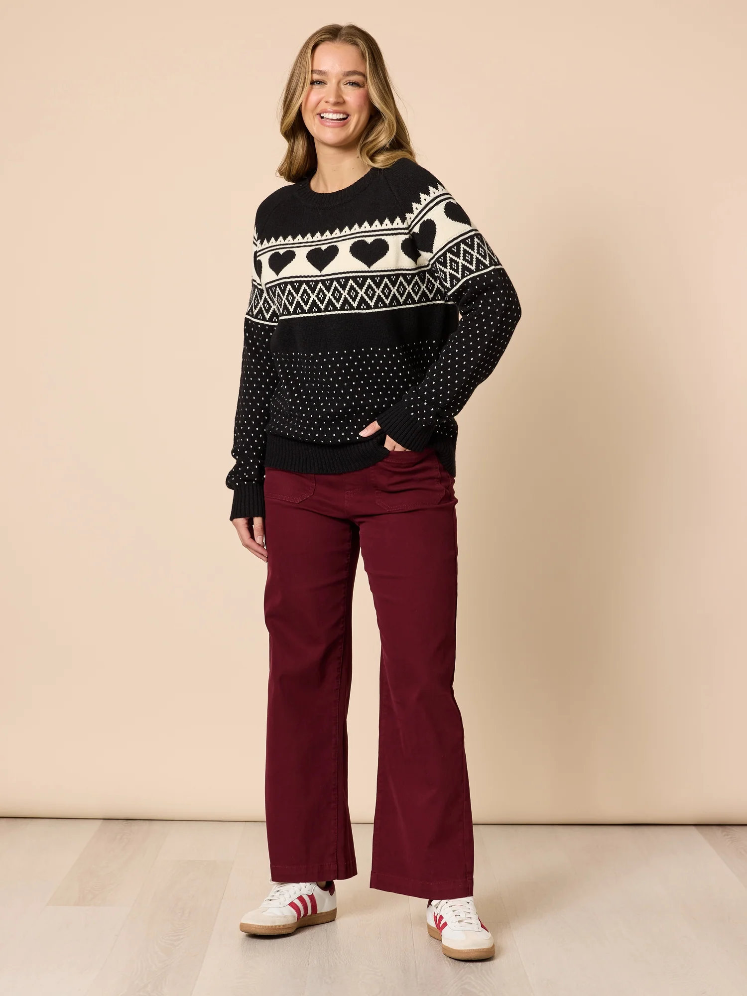 Aspen Hearts Knit - Black/Ivory - Image 2
