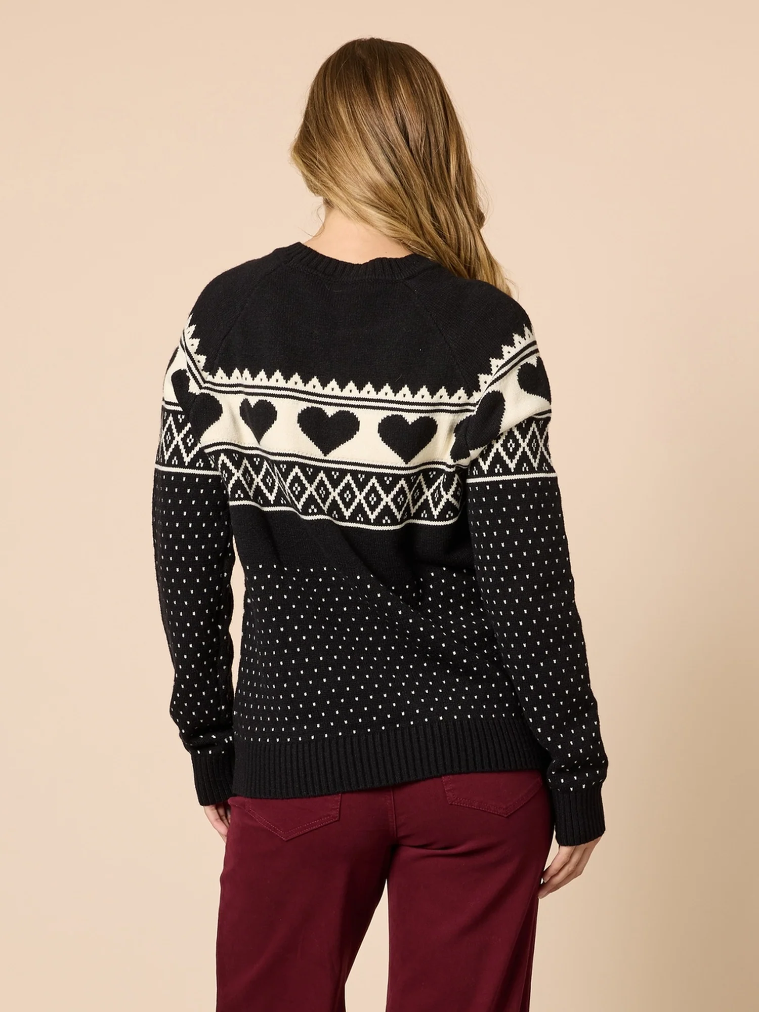 Aspen Hearts Knit - Black/Ivory - Image 3