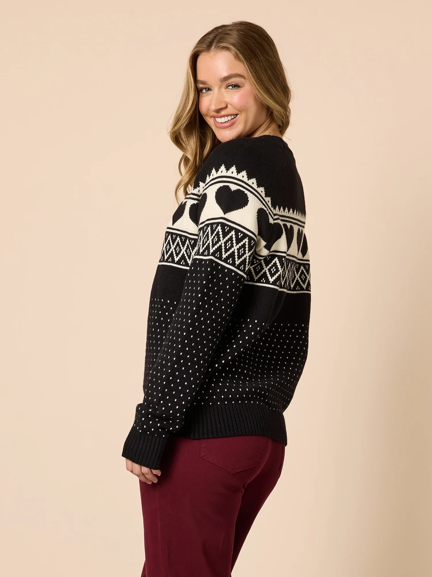 Aspen Hearts Knit - Black/Ivory - Image 4