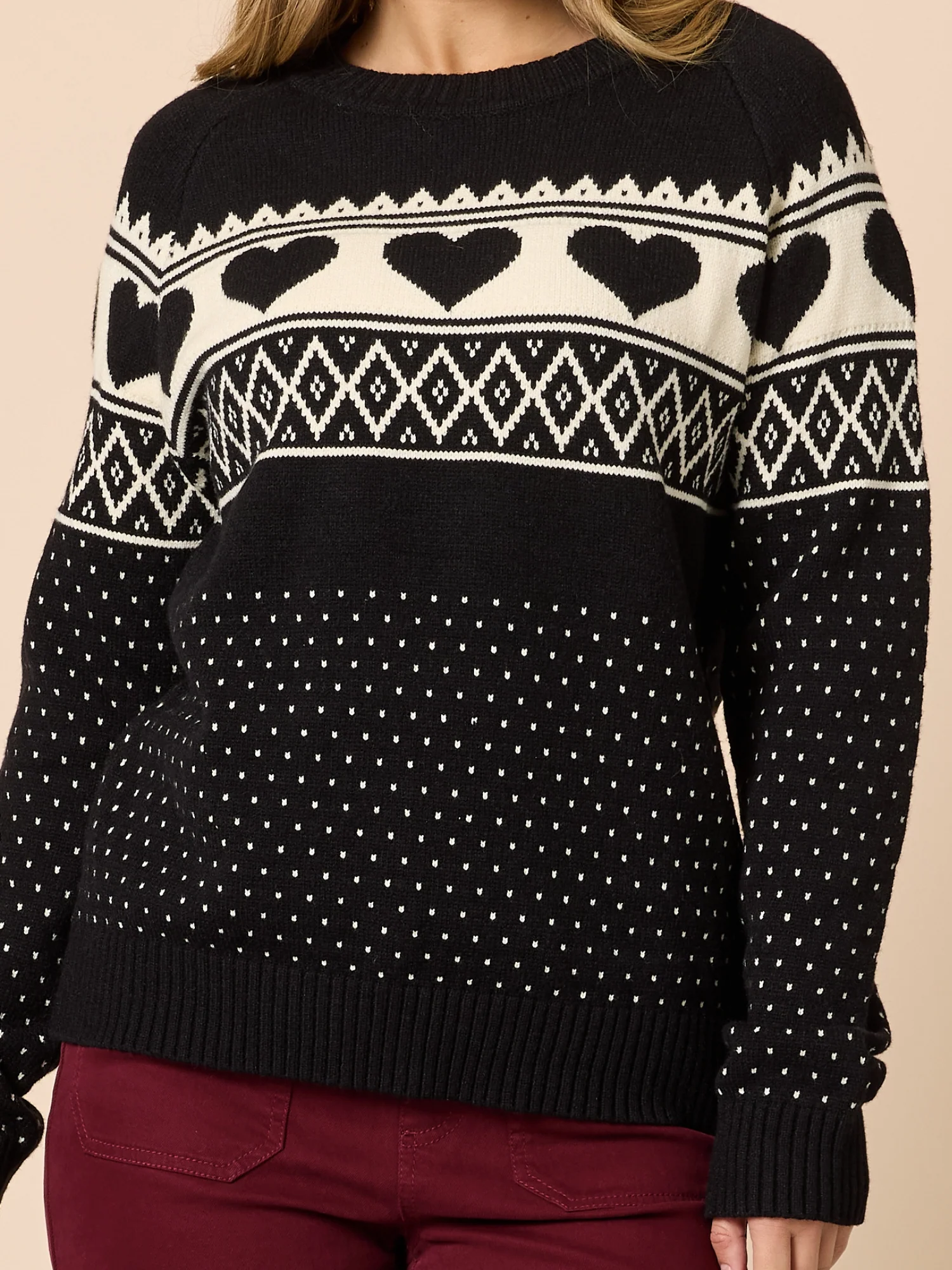 Aspen Hearts Knit - Black/Ivory - Image 5