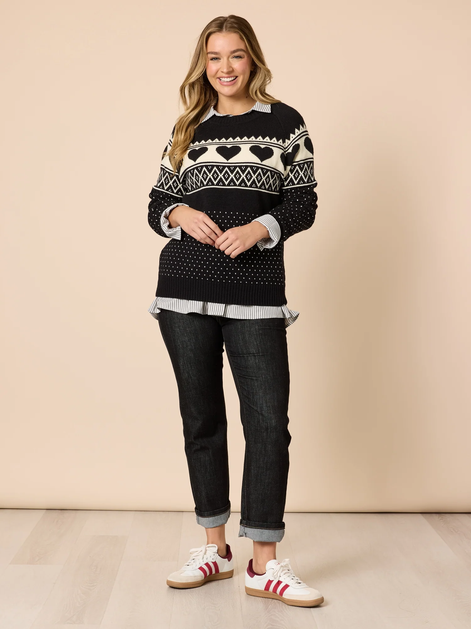 Aspen Hearts Knit - Black/Ivory - Image 7