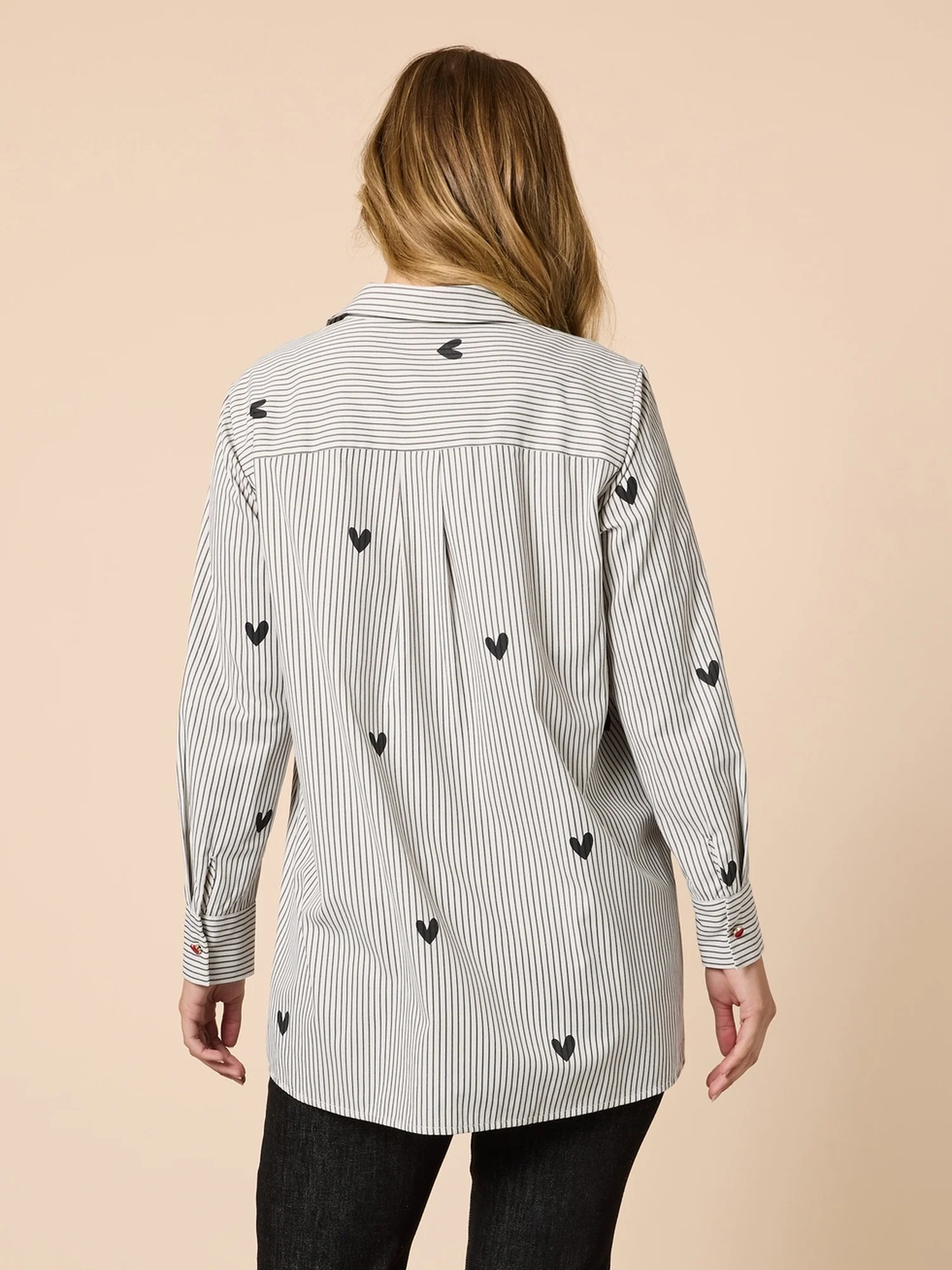 Aspen Heart Stripe Print Shirt - Black/White - Image 4