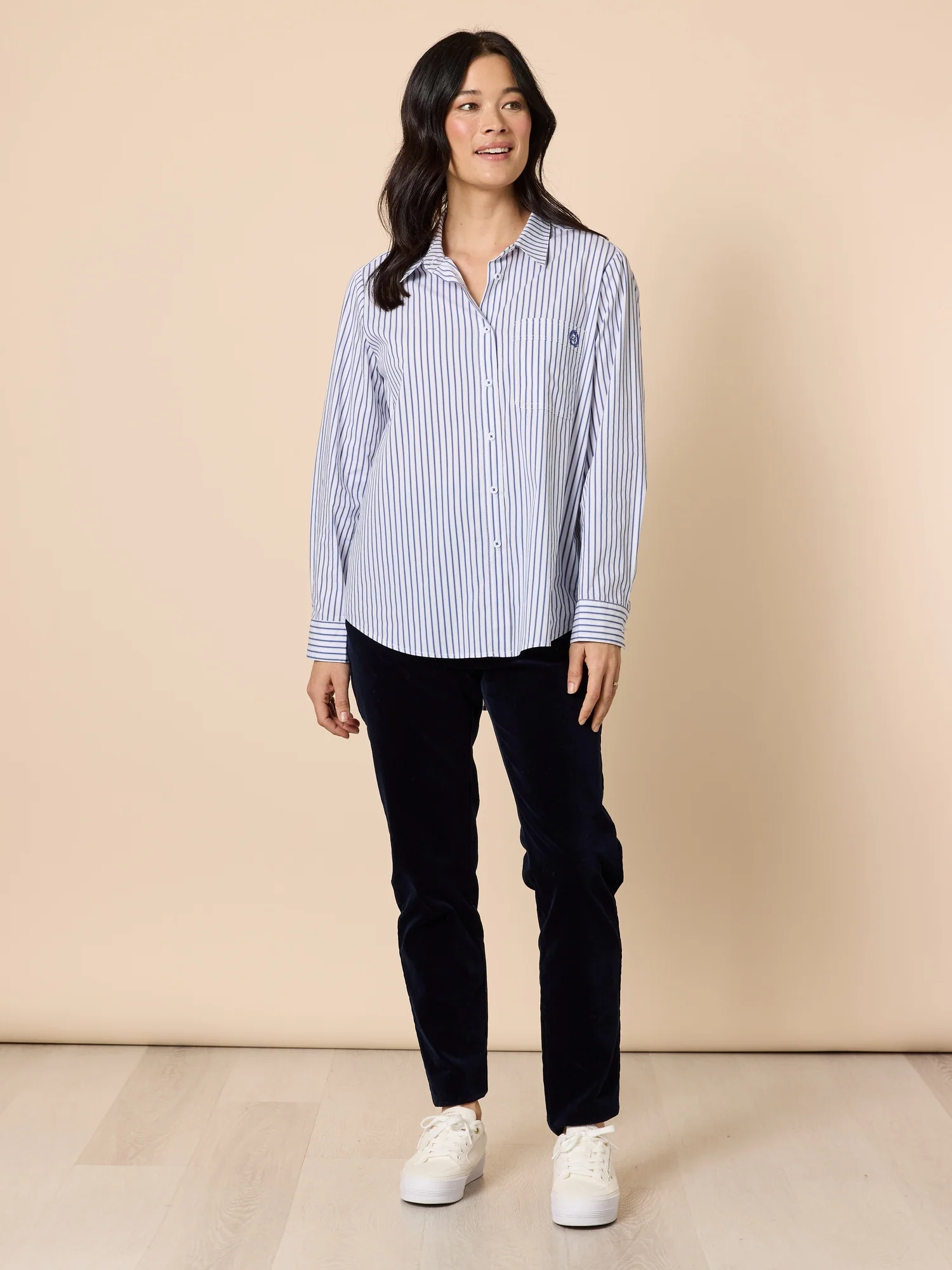 Avenue Slim Leg Cord Pant - Navy - Image 5
