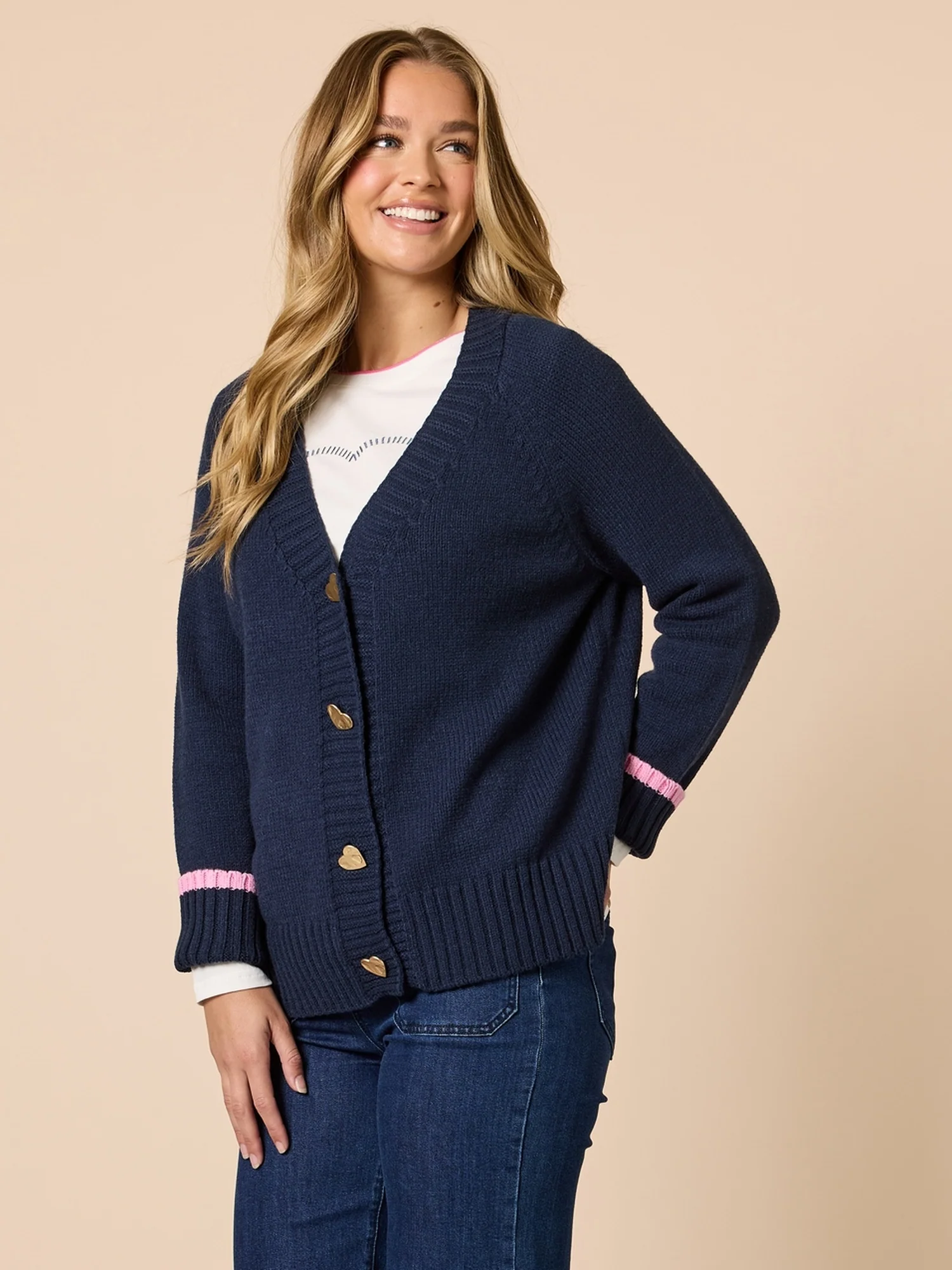 Back to Love Heart Cardigan - Navy - Image 3