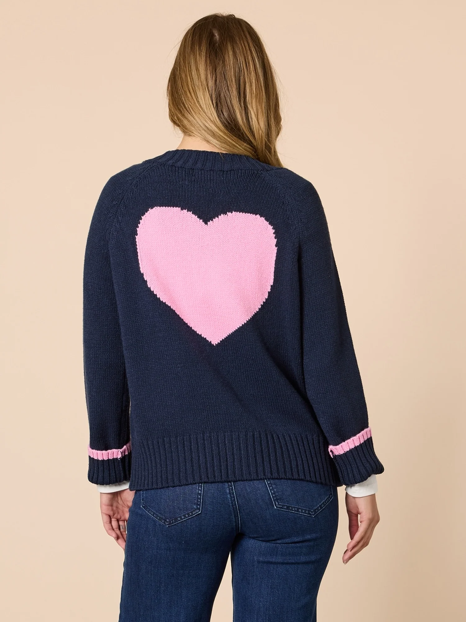 Back to Love Heart Cardigan - Navy - Image 5