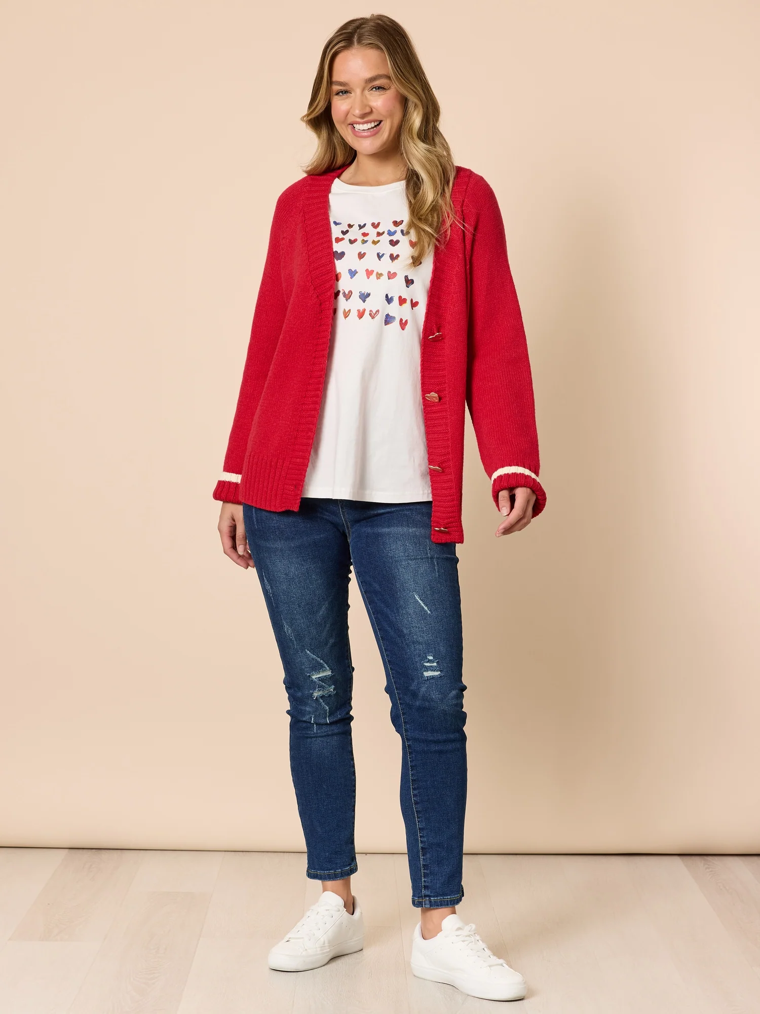 Back to Love Heart Cardi - Red - Image 2