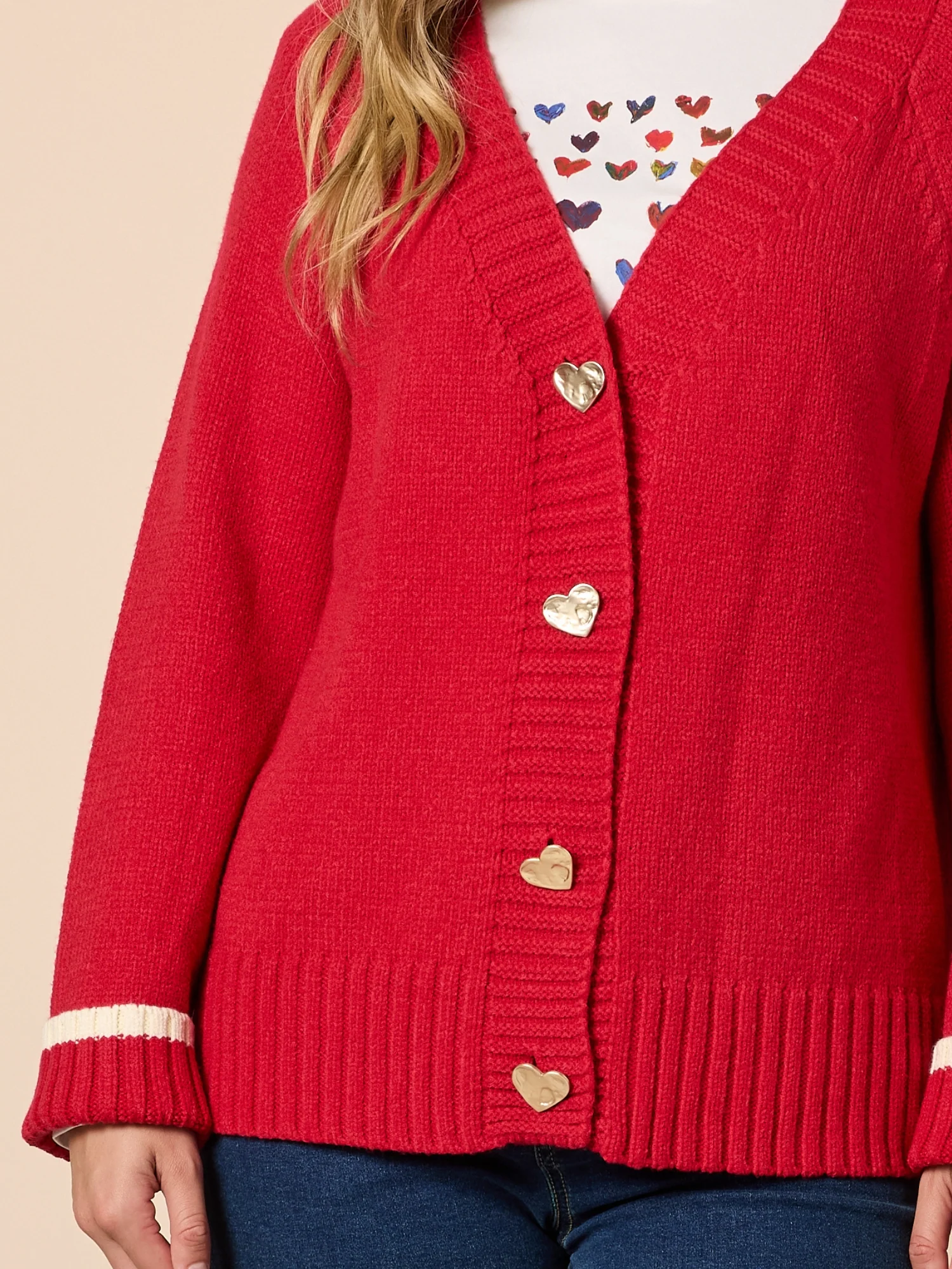 Back to Love Heart Cardi - Red - Image 5