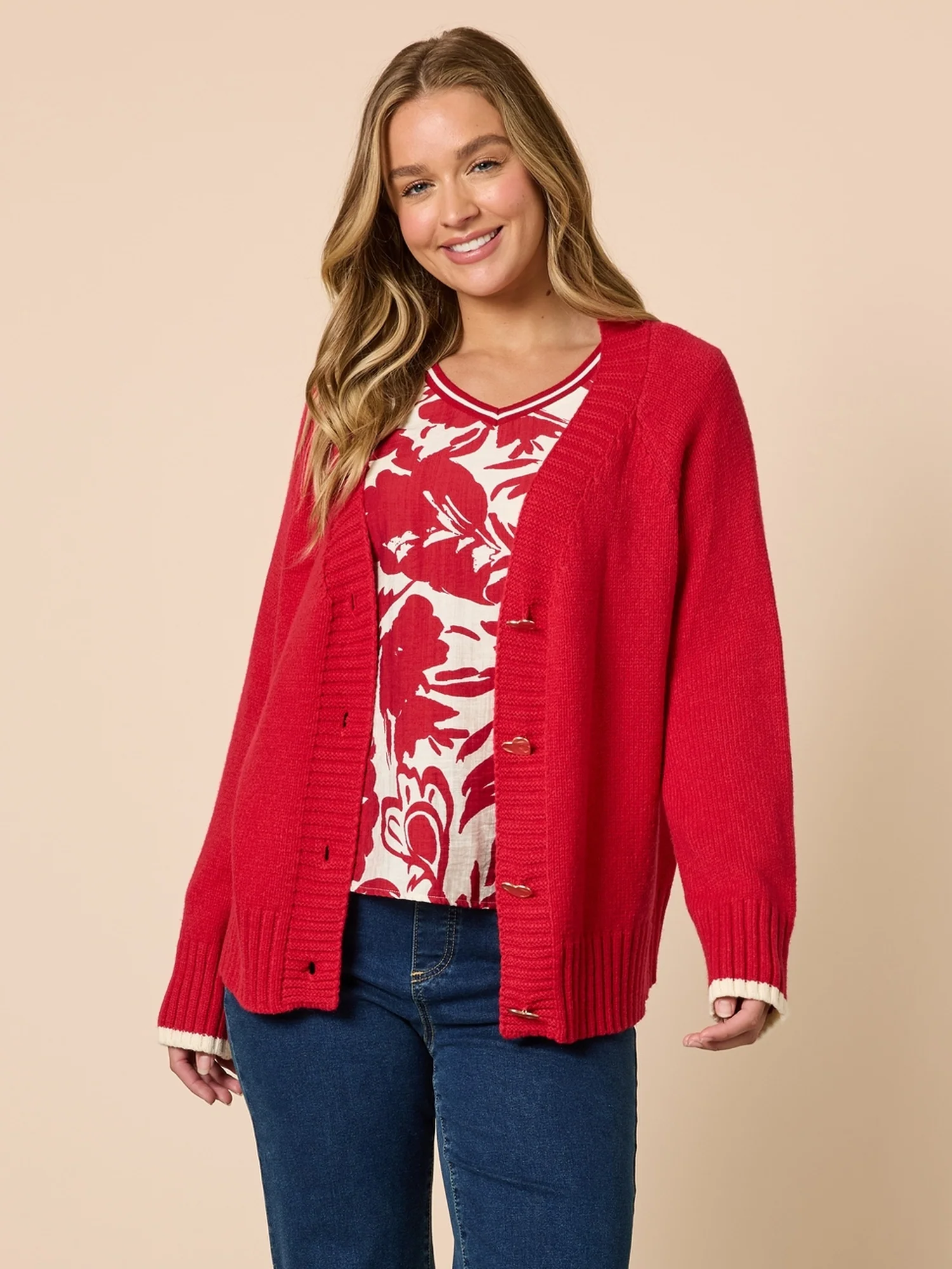 Back to Love Heart Cardi - Red - Image 6