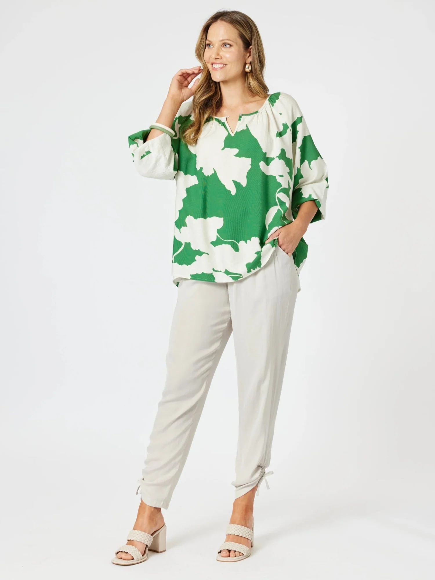Barcelona Floral Print Top - Elm Natural - Image 4