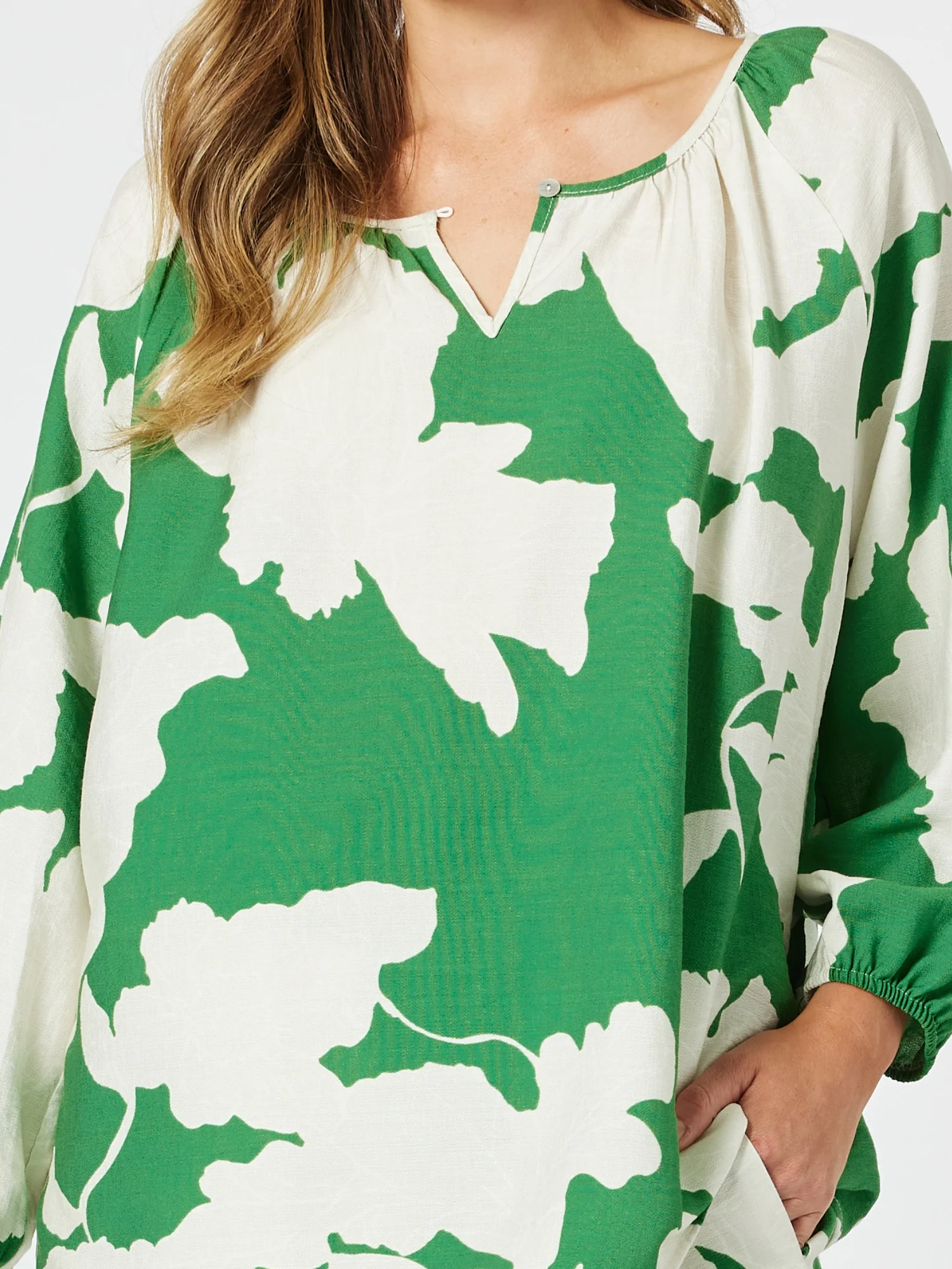 Barcelona Floral Print Top - Elm Natural - Image 5