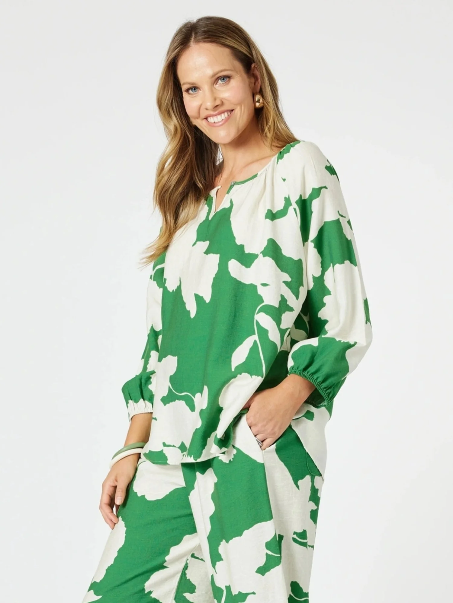 Barcelona Floral Print Top - Elm Natural - Image 6
