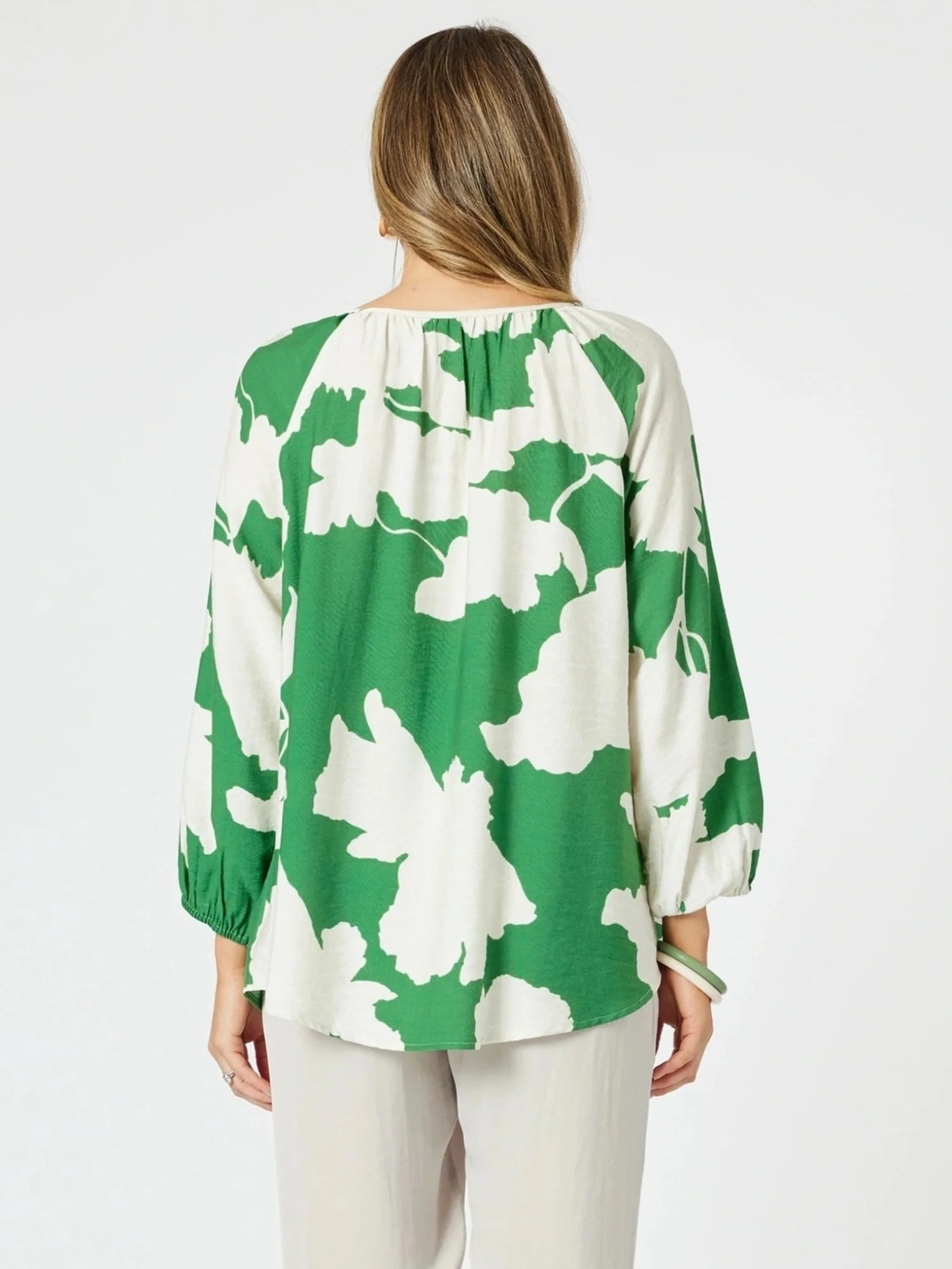 Barcelona Floral Print Top - Elm Natural - Image 7