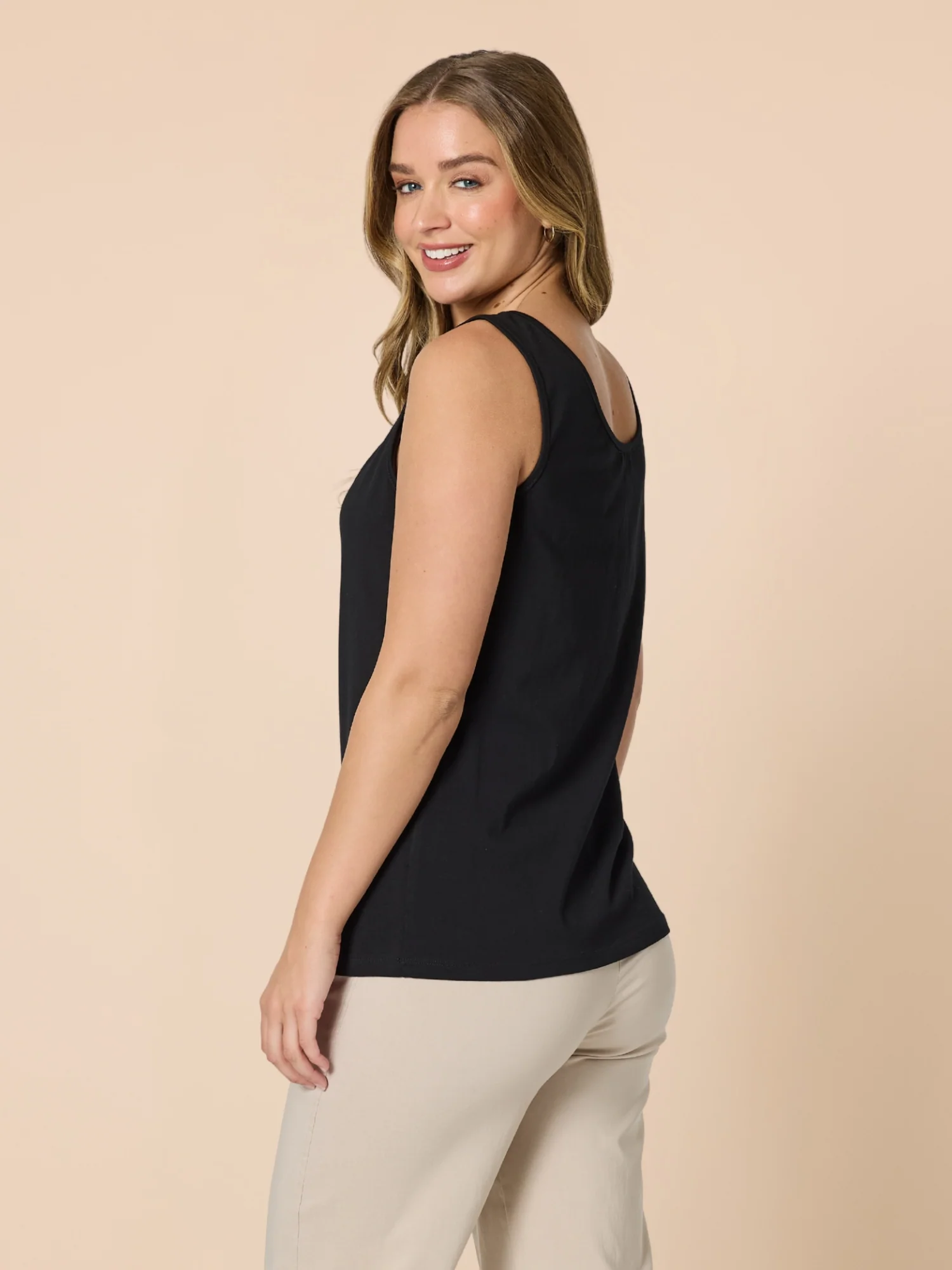 Basic Cotton Camisole - Black - Image 3