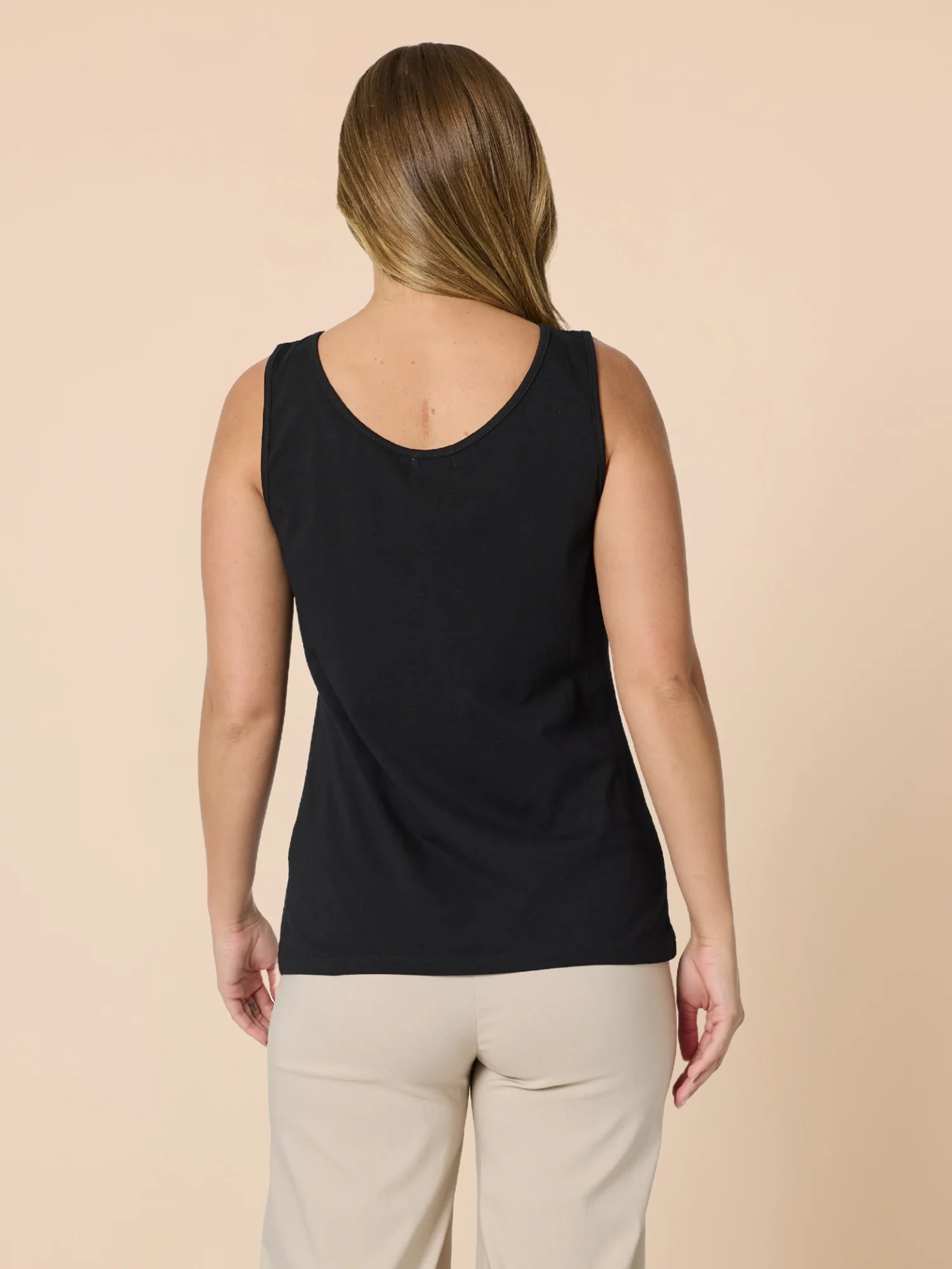 Basic Cotton Camisole - Black - Image 4