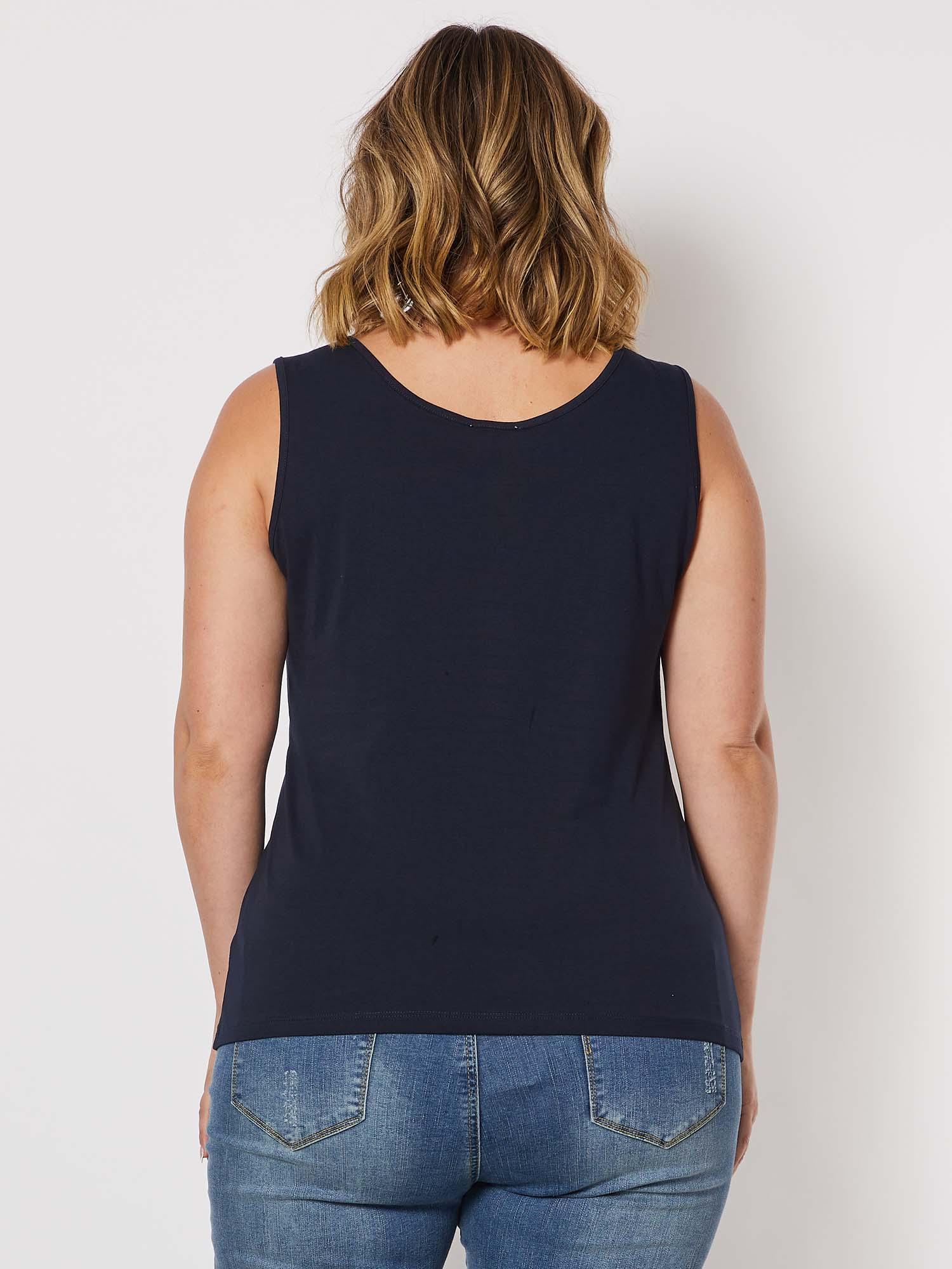 Basic Cotton Camisole - Navy - Image 5