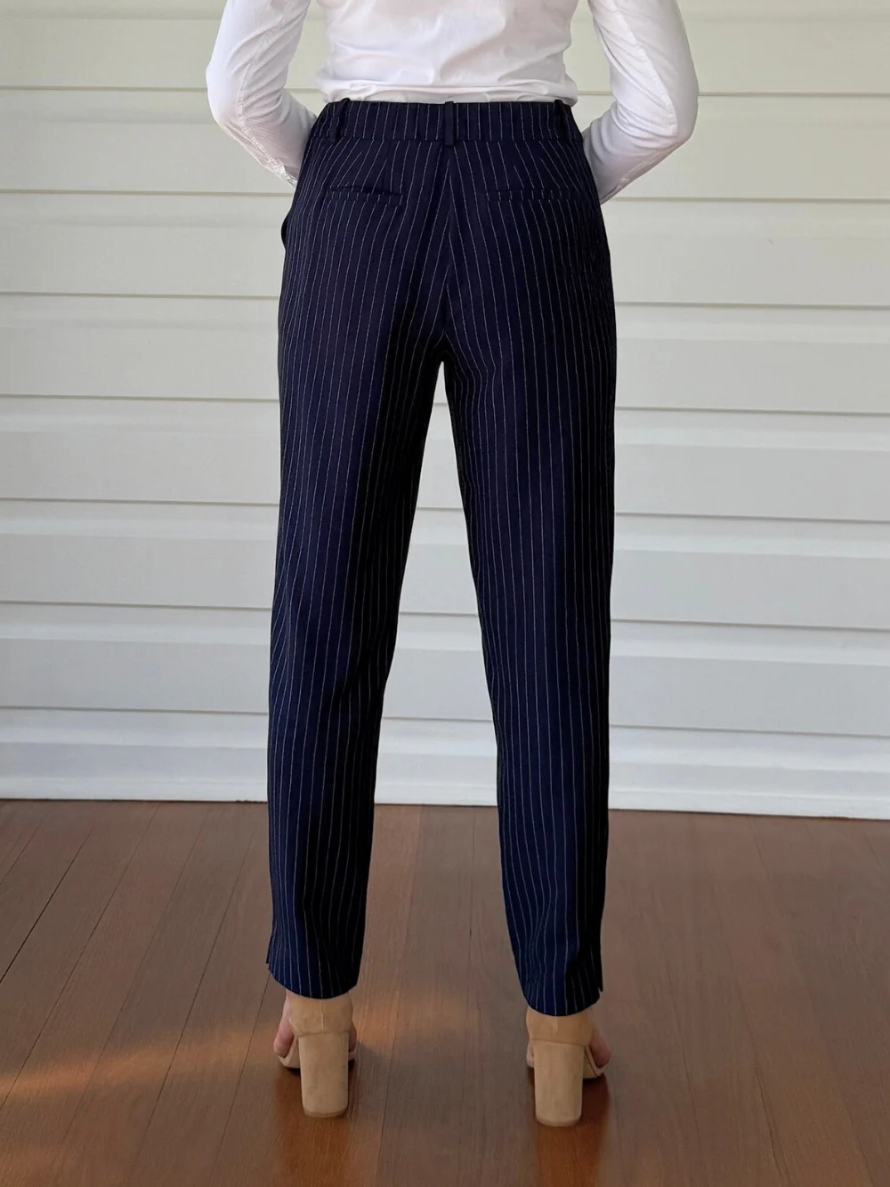 Beckham Pinstripe Pant - Navy/White - Image 5