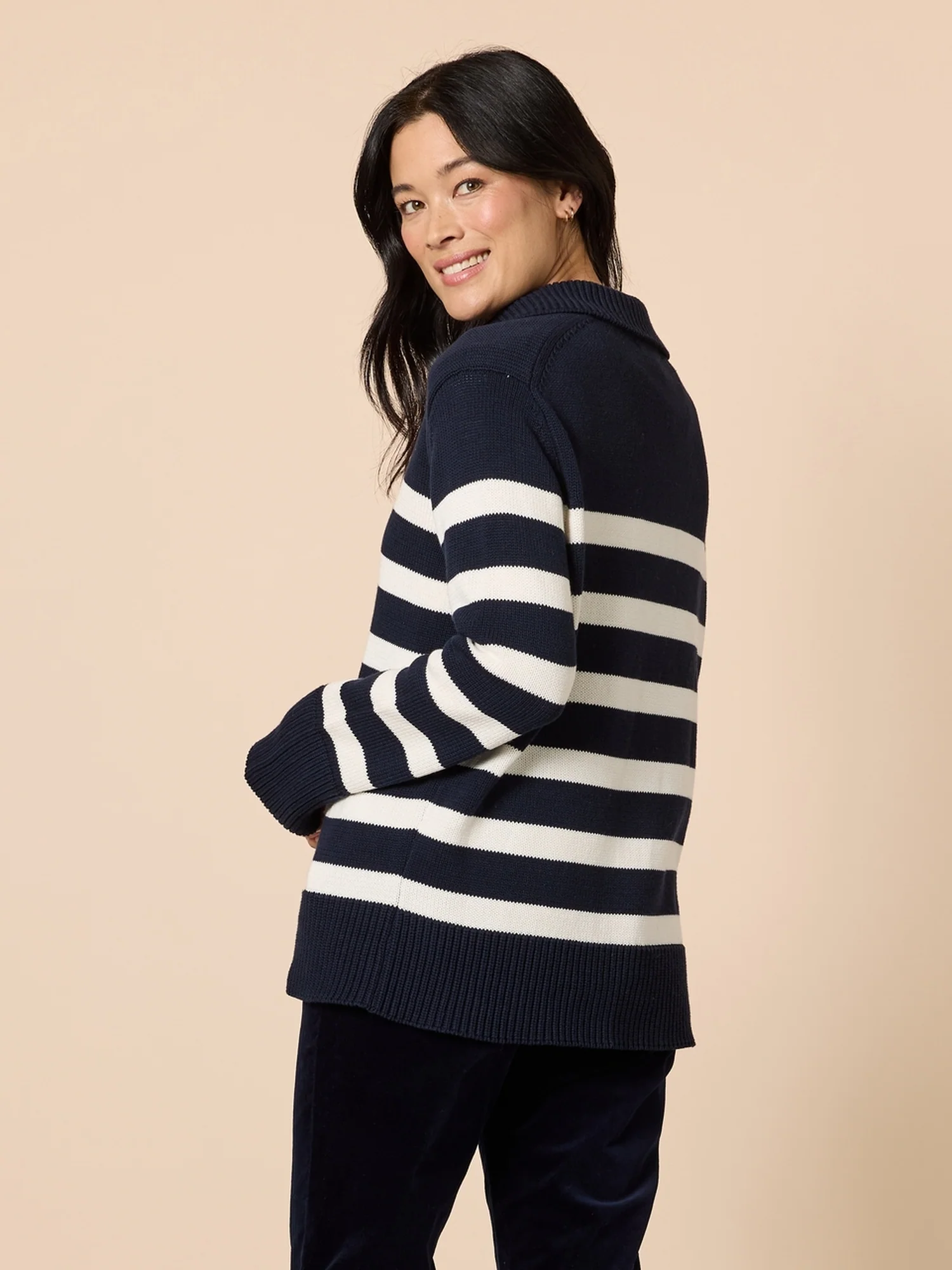 Bel Air Stripe Print Knit - Navy/Ivory - Image 4