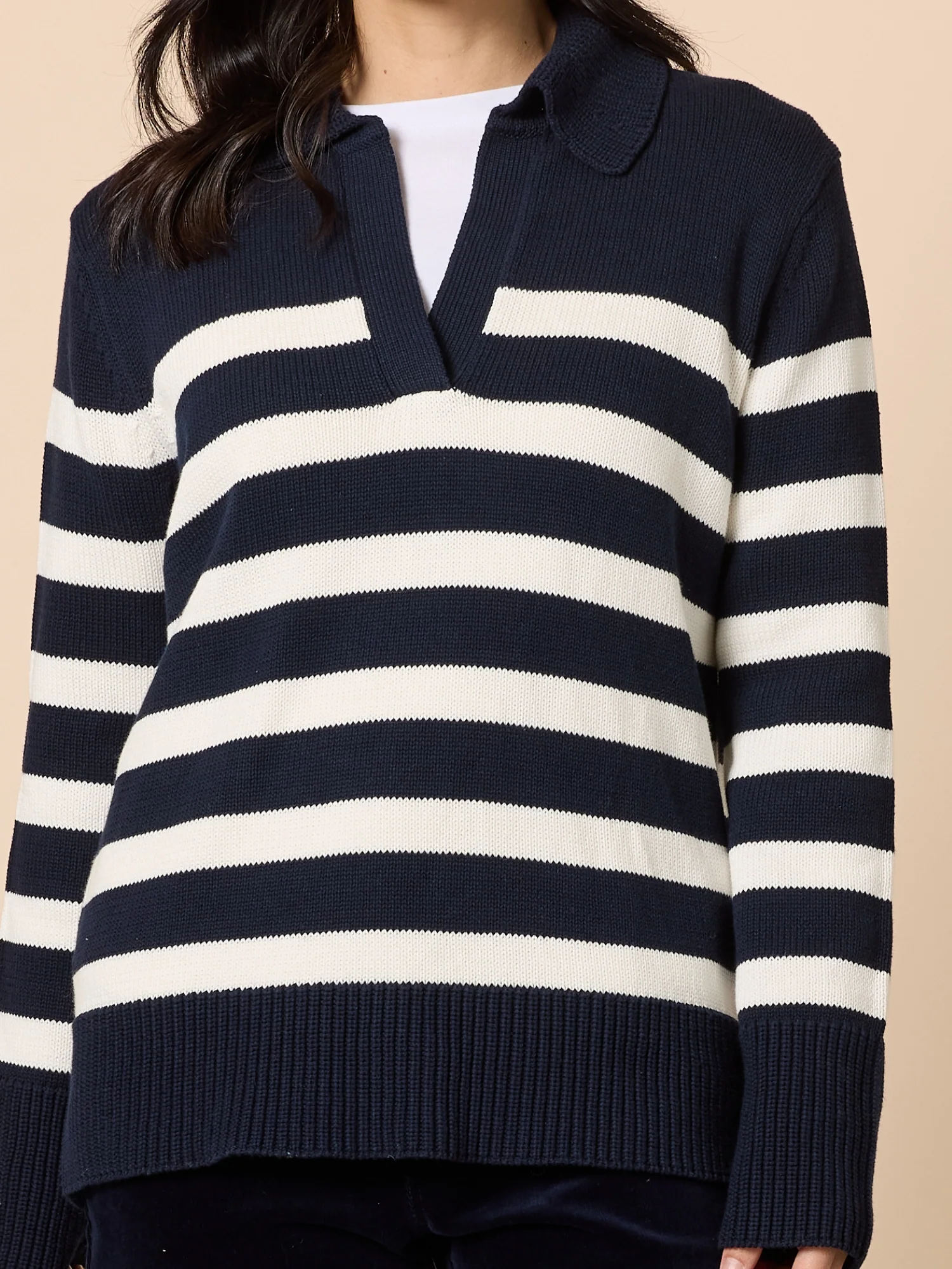 Bel Air Stripe Print Knit - Navy/Ivory - Image 6