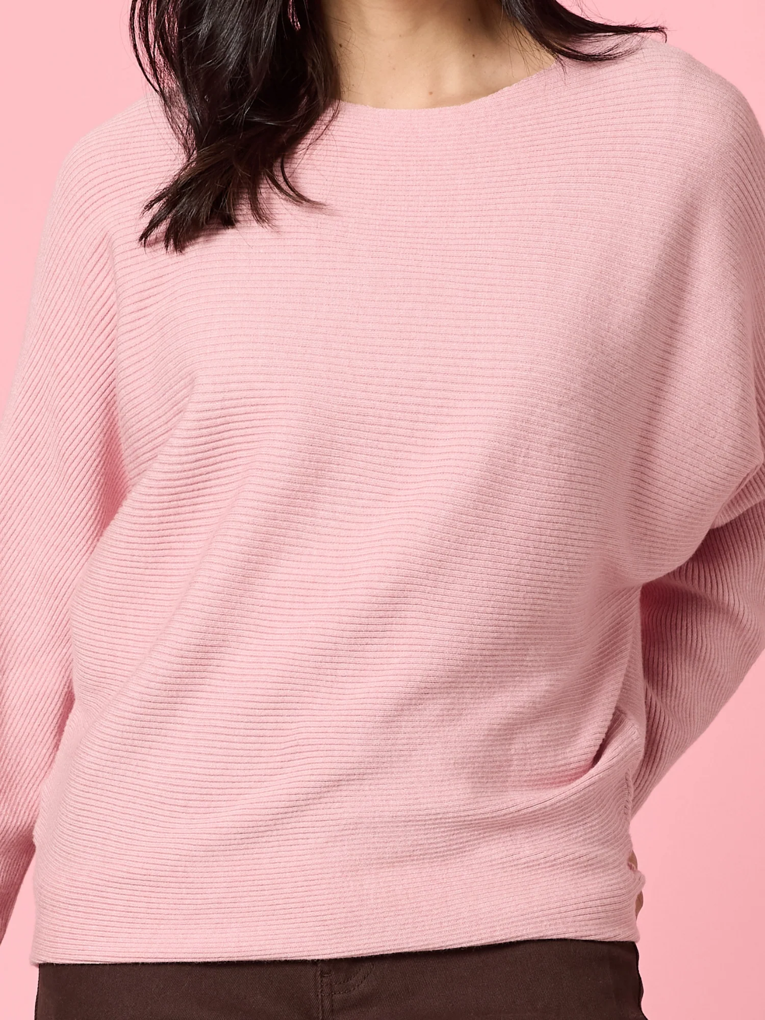 Billie Ribbed Batwing Knit - Blush - Image 5