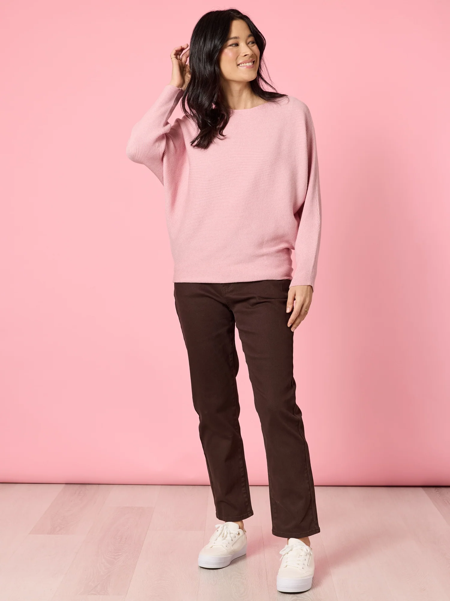 Billie Ribbed Batwing Knit - Blush - Image 6