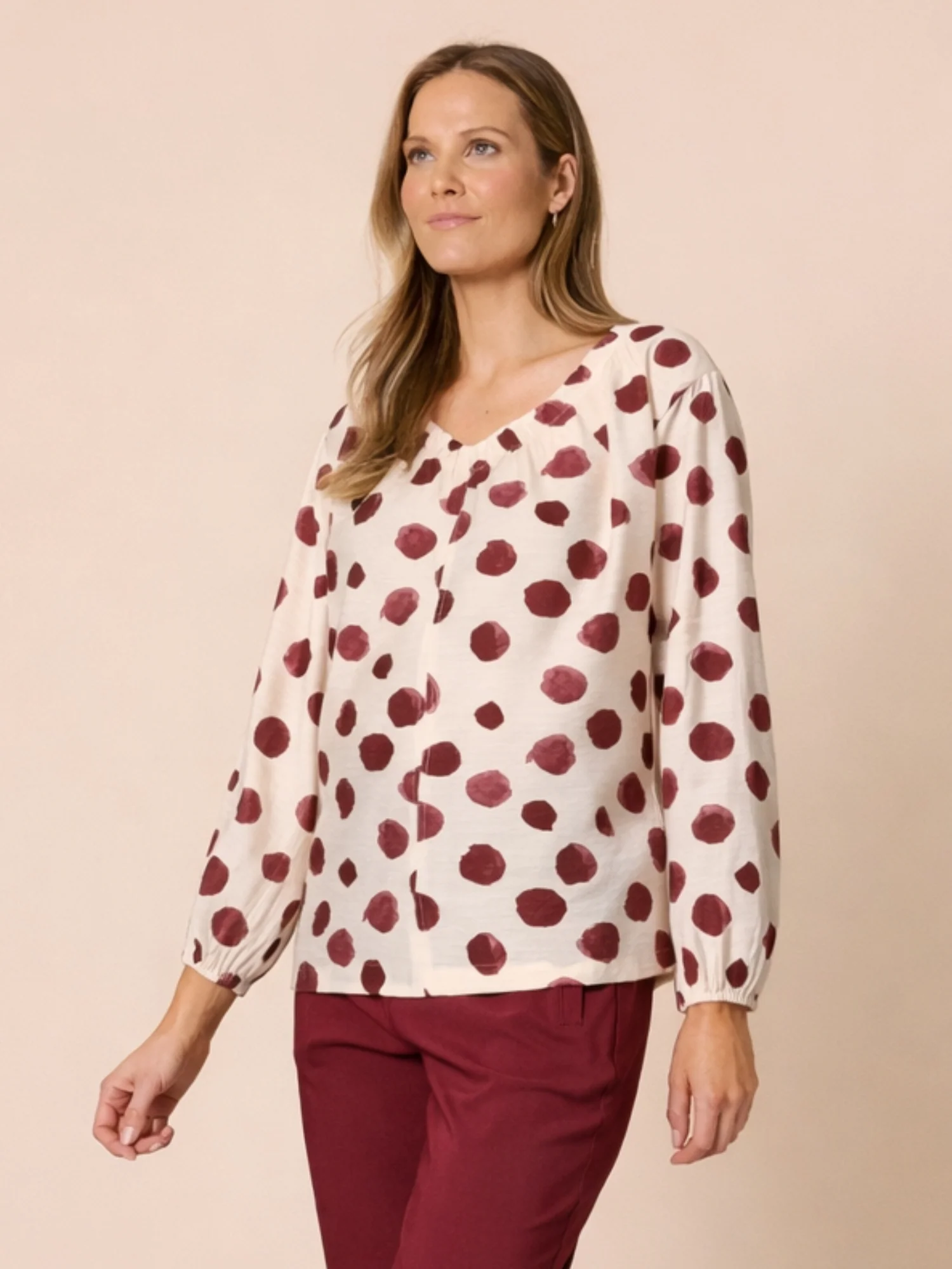Bordeaux Spot Print Top - Shiraz Multi - Image 3