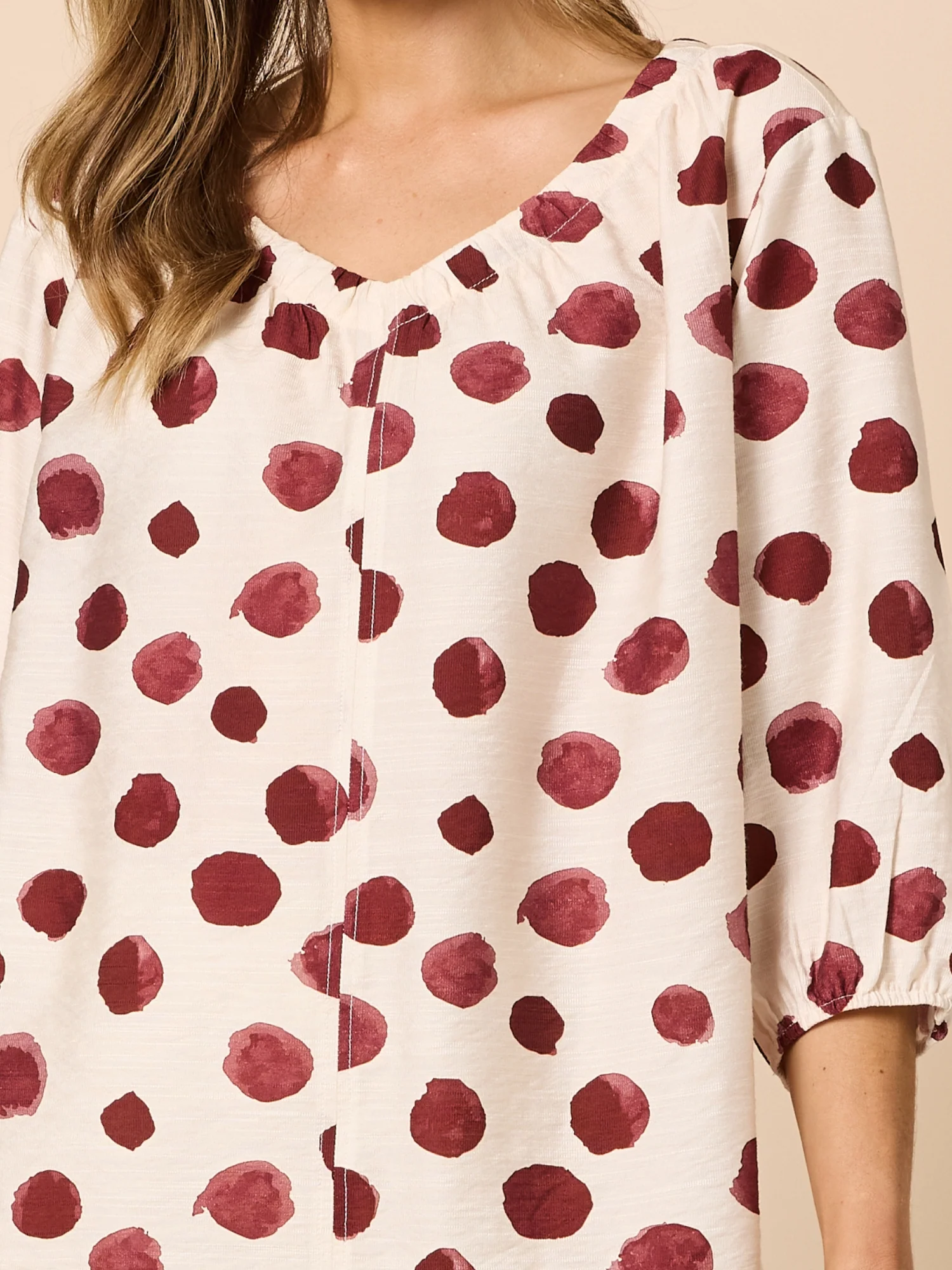 Bordeaux Spot Print Top - Shiraz Multi - Image 4