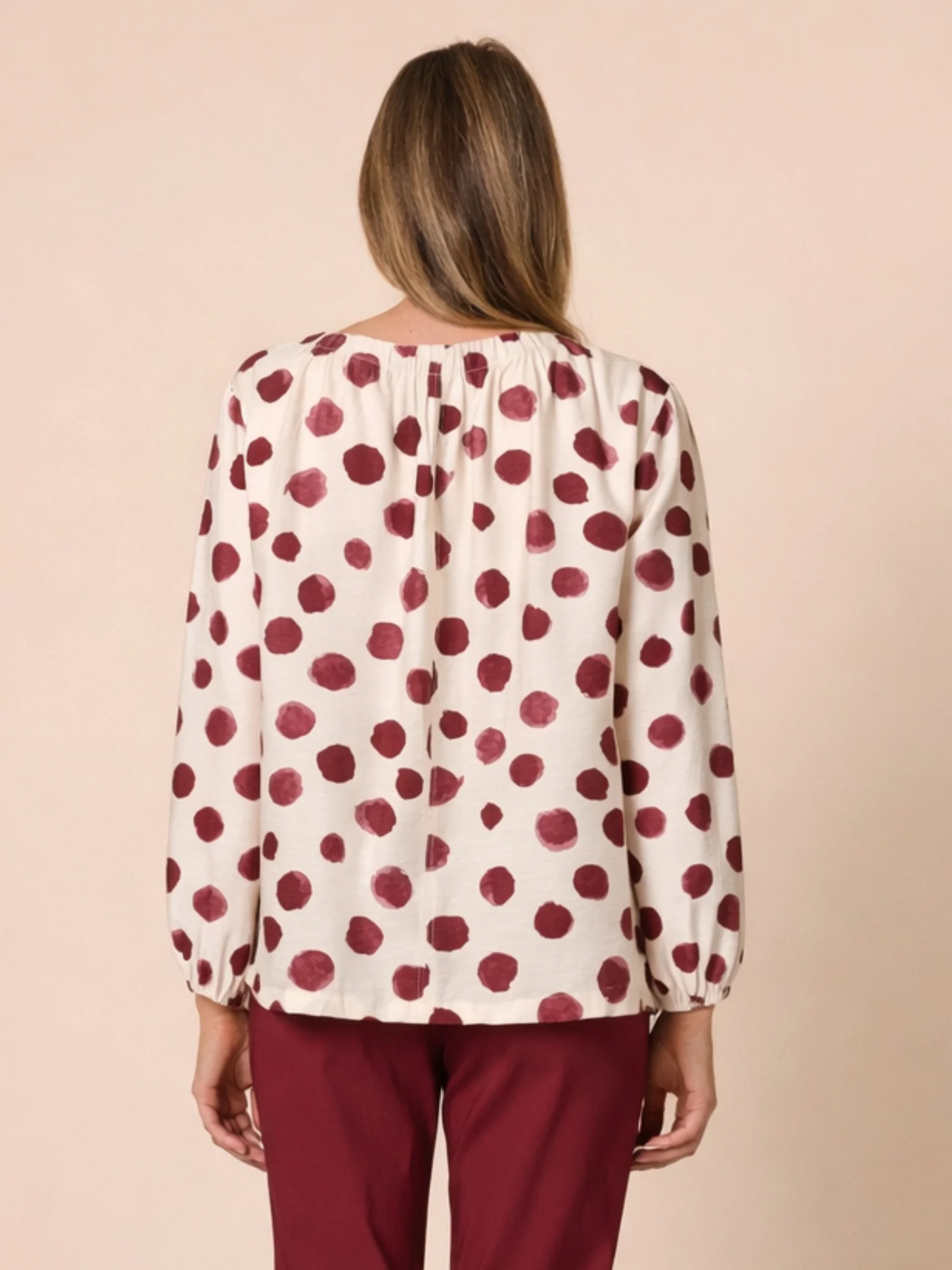 Bordeaux Spot Print Top - Shiraz Multi - Image 5