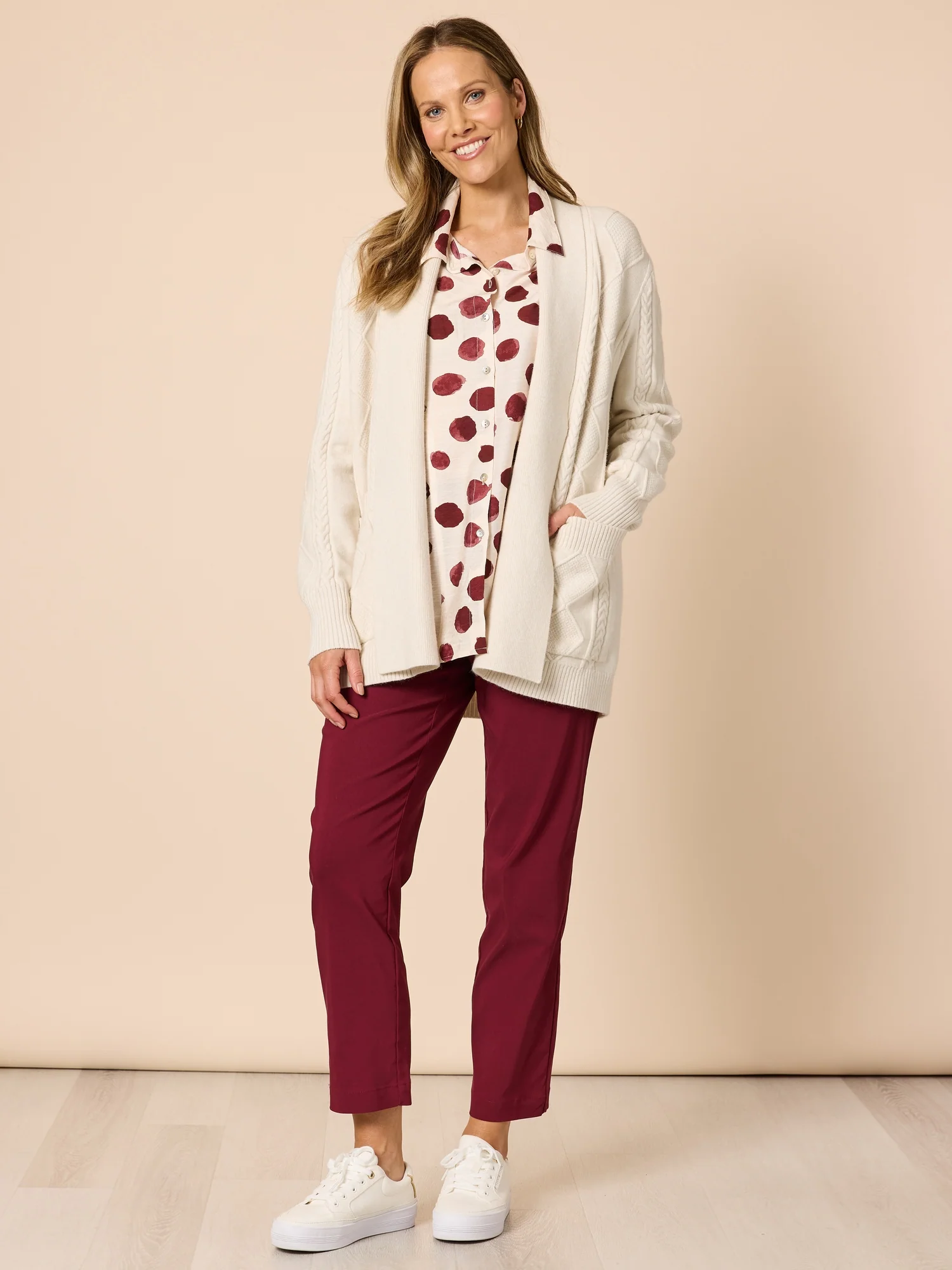 Bordeaux Spot Print Top - Shiraz Multi - Image 6