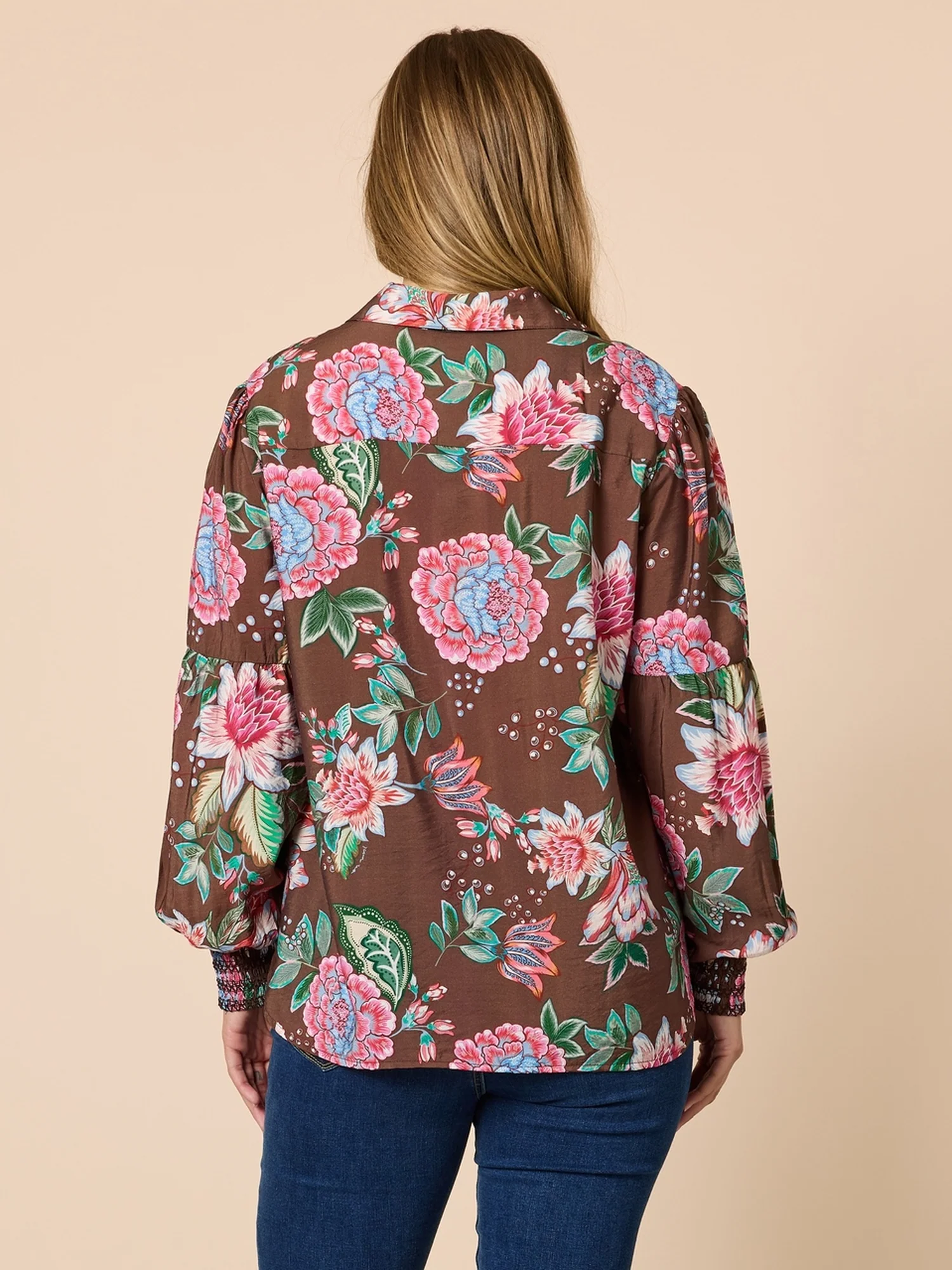 Bouquet Floral Print Shirt - Chocolate Multi - Image 4