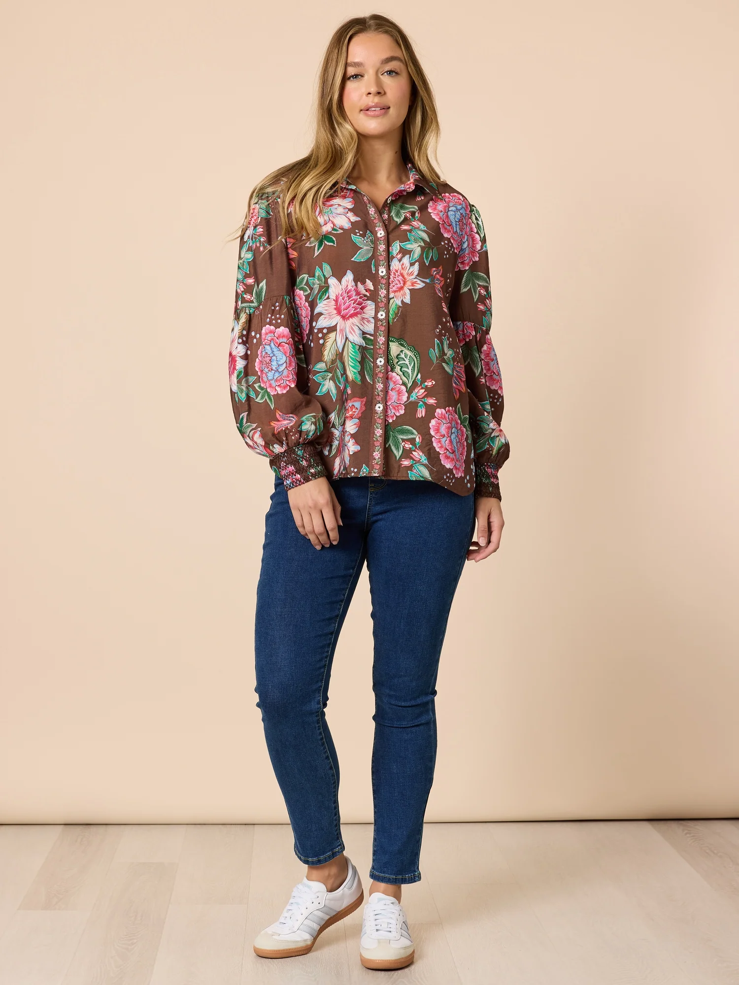 Bouquet Floral Print Shirt - Chocolate Multi - Image 6