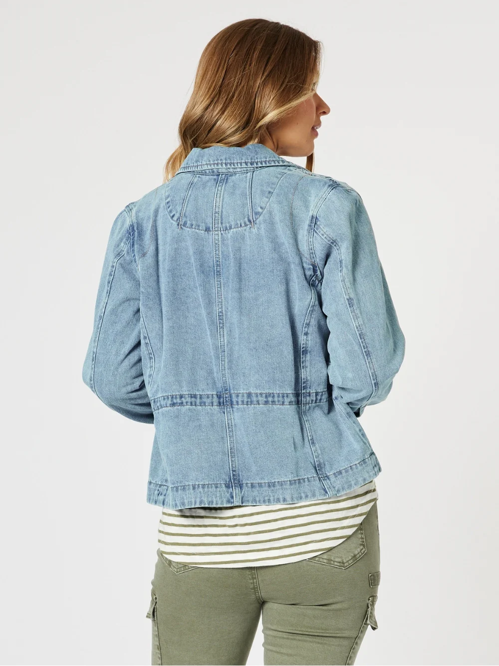 Boyfriend Denim Jacket - Washed Denim - Image 5