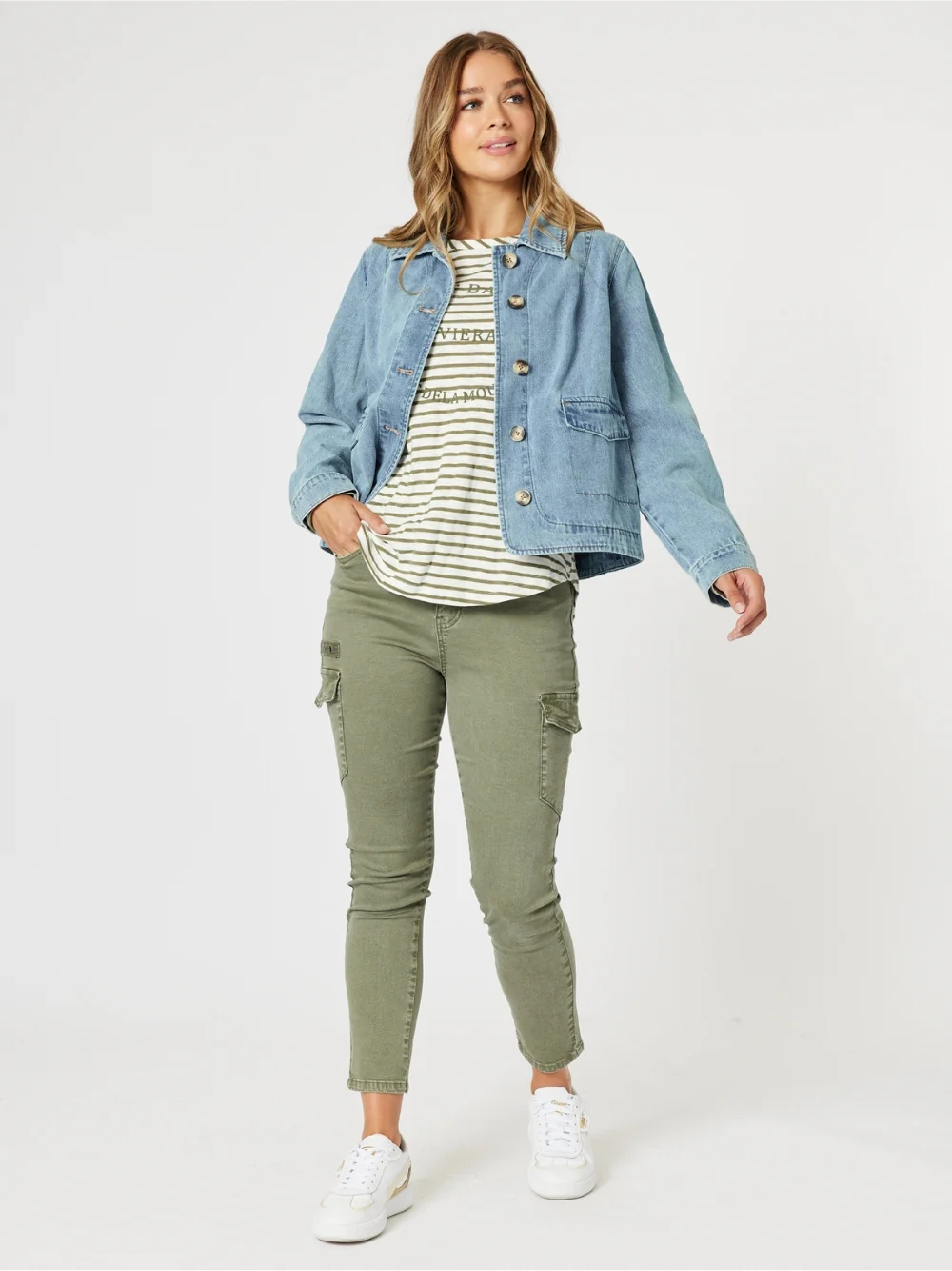 Boyfriend Denim Jacket - Washed Denim - Image 7