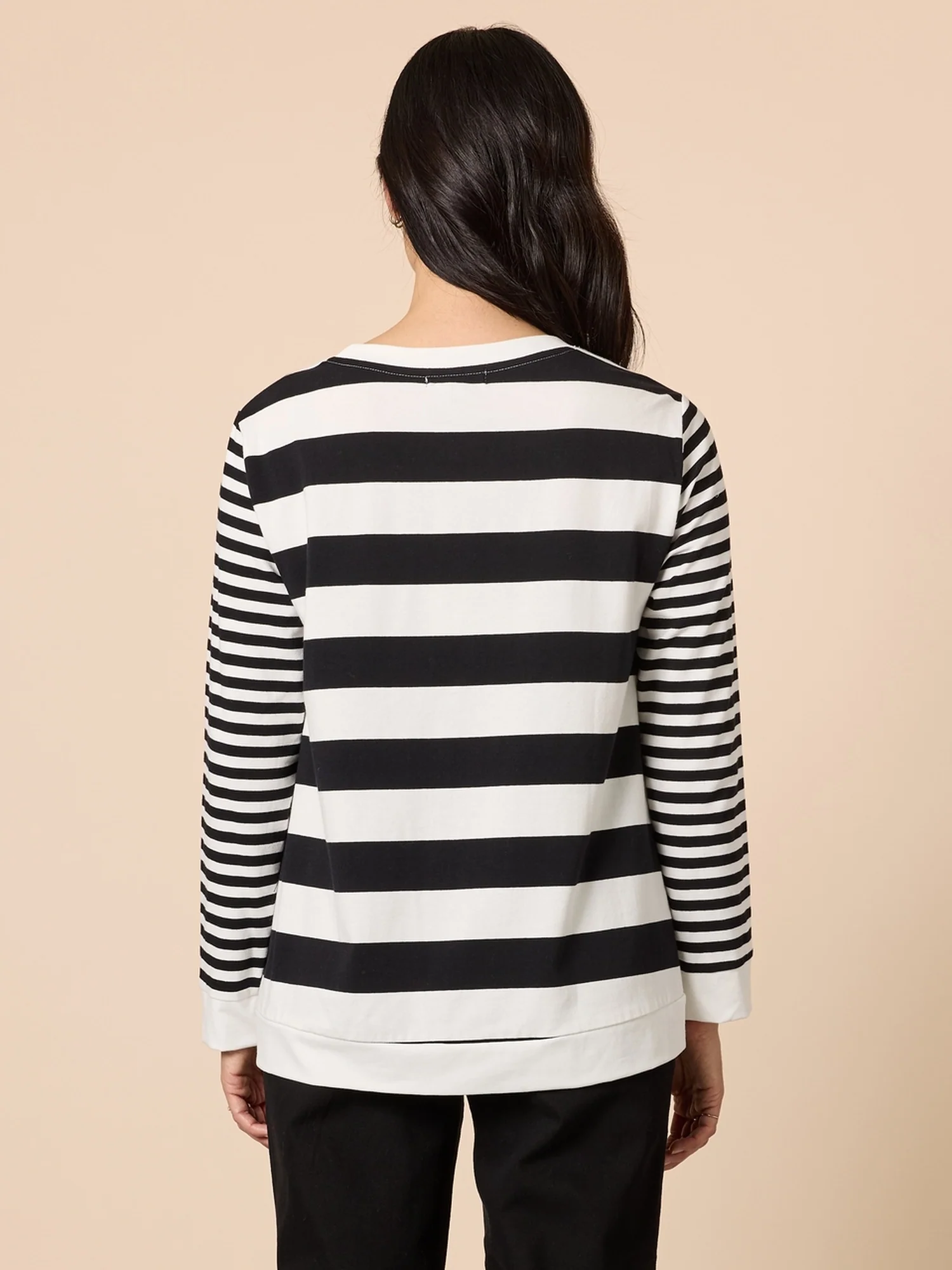 Brighton Stripe Print Top - Black/Ivory - Image 4