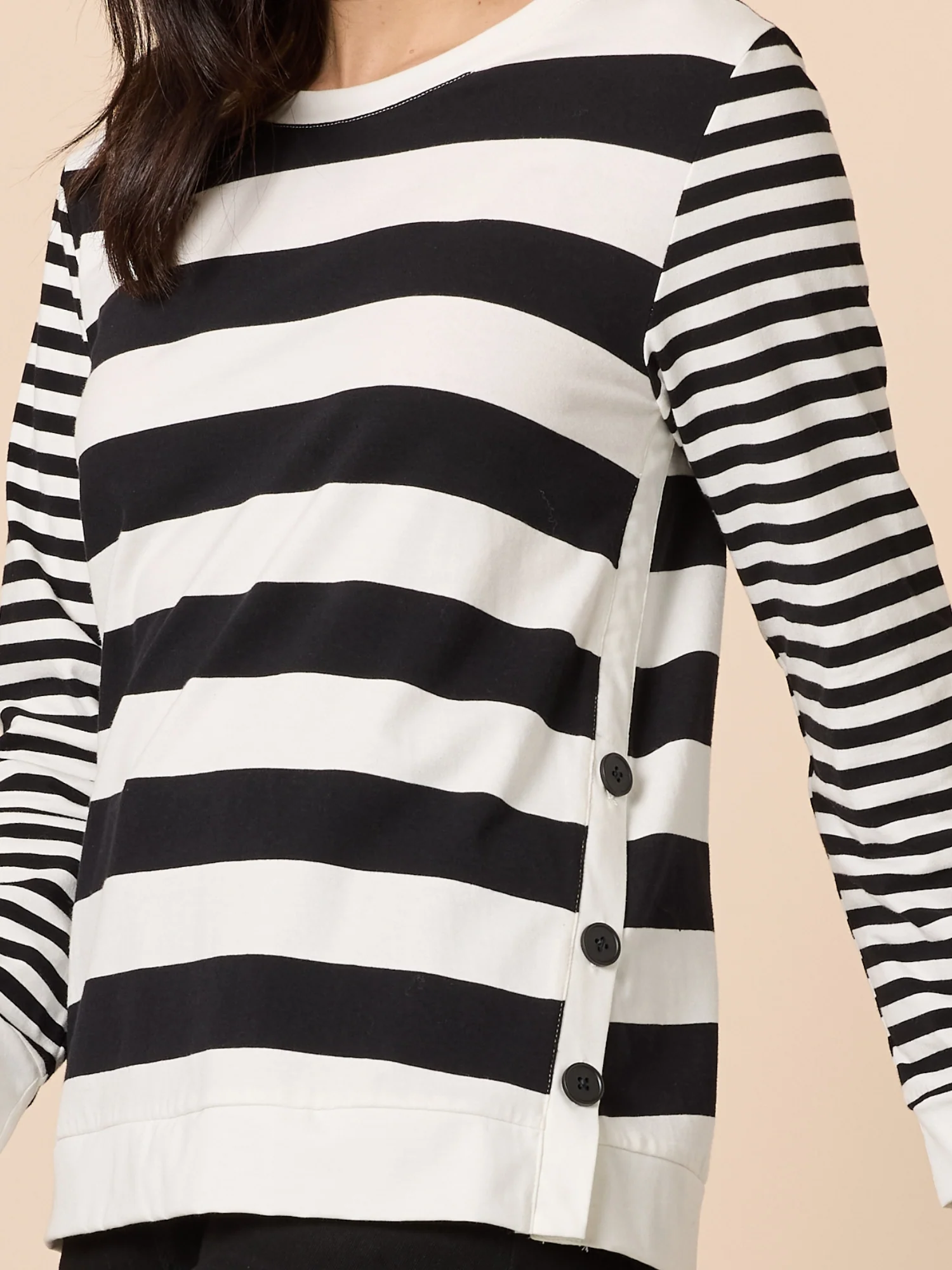 Brighton Stripe Print Top - Black/Ivory - Image 5
