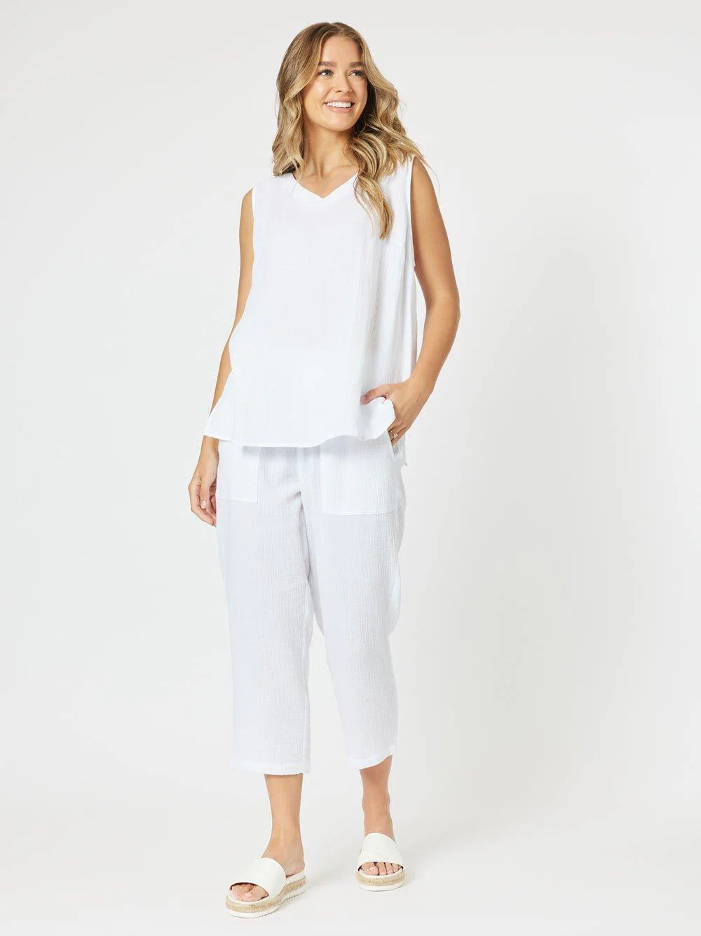 Byron Cotton Tank Top - White - Image 4
