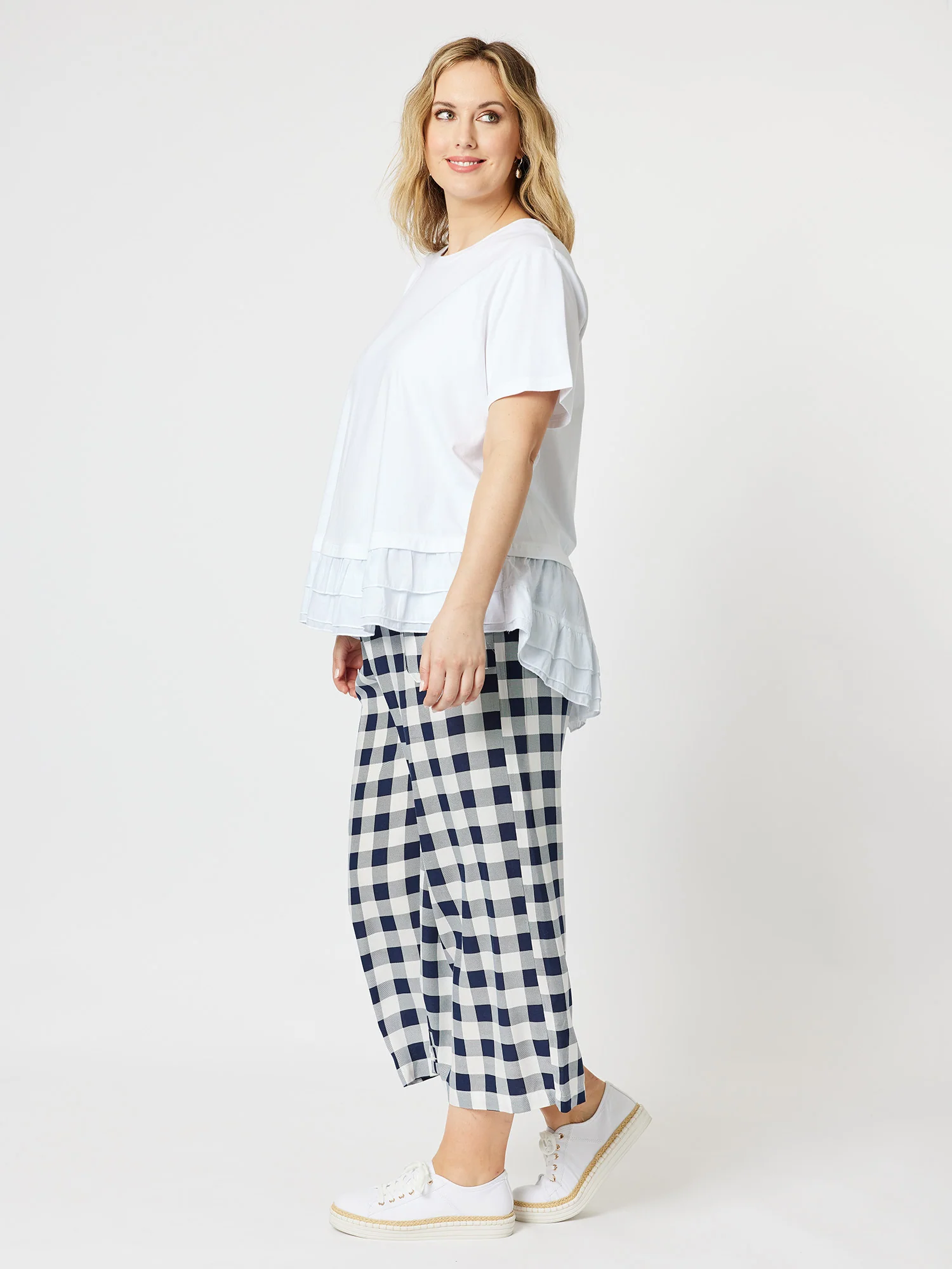 High Low Ruffle Tee - White - Image 3