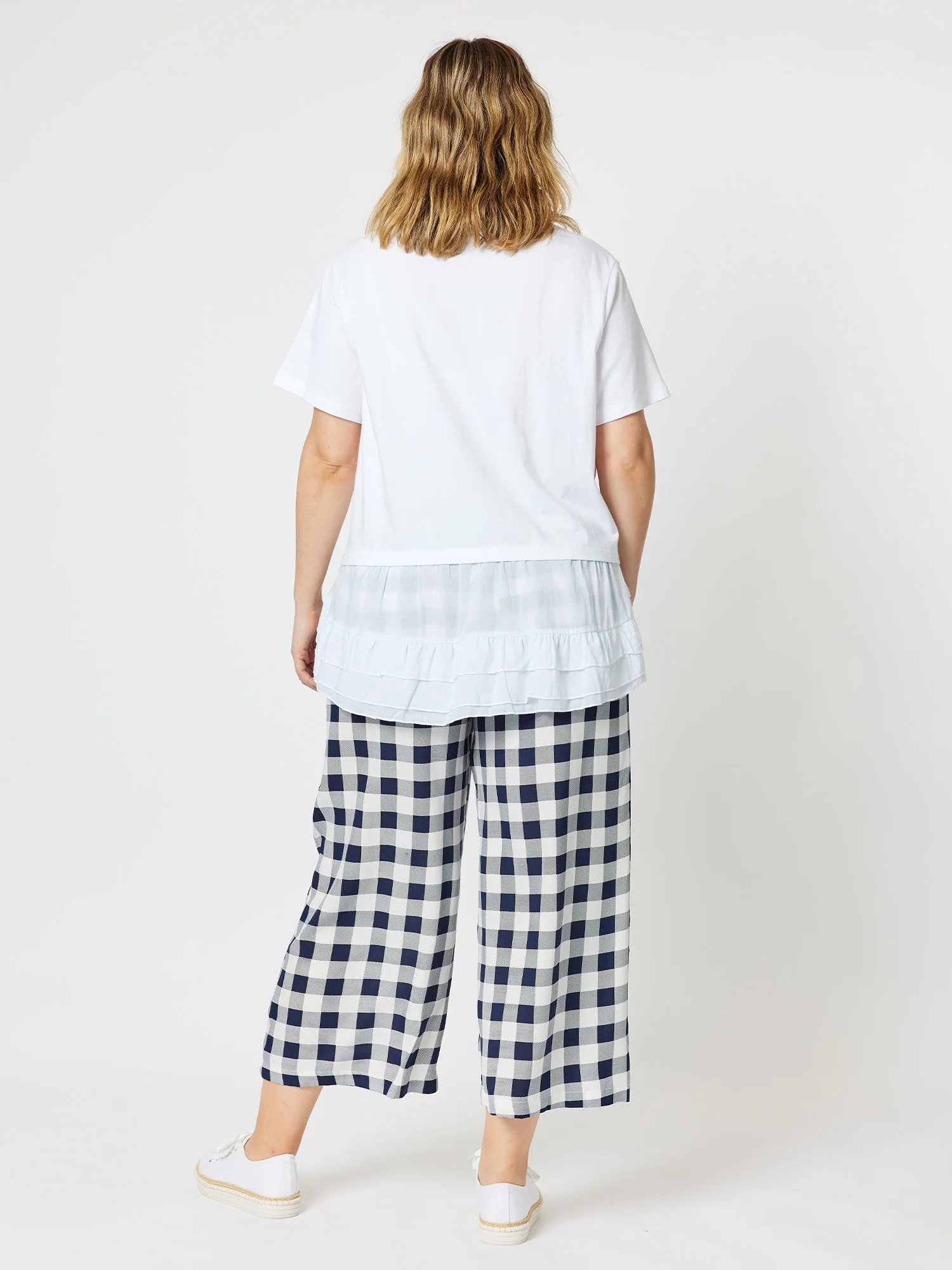 High Low Ruffle Tee - White - Image 4
